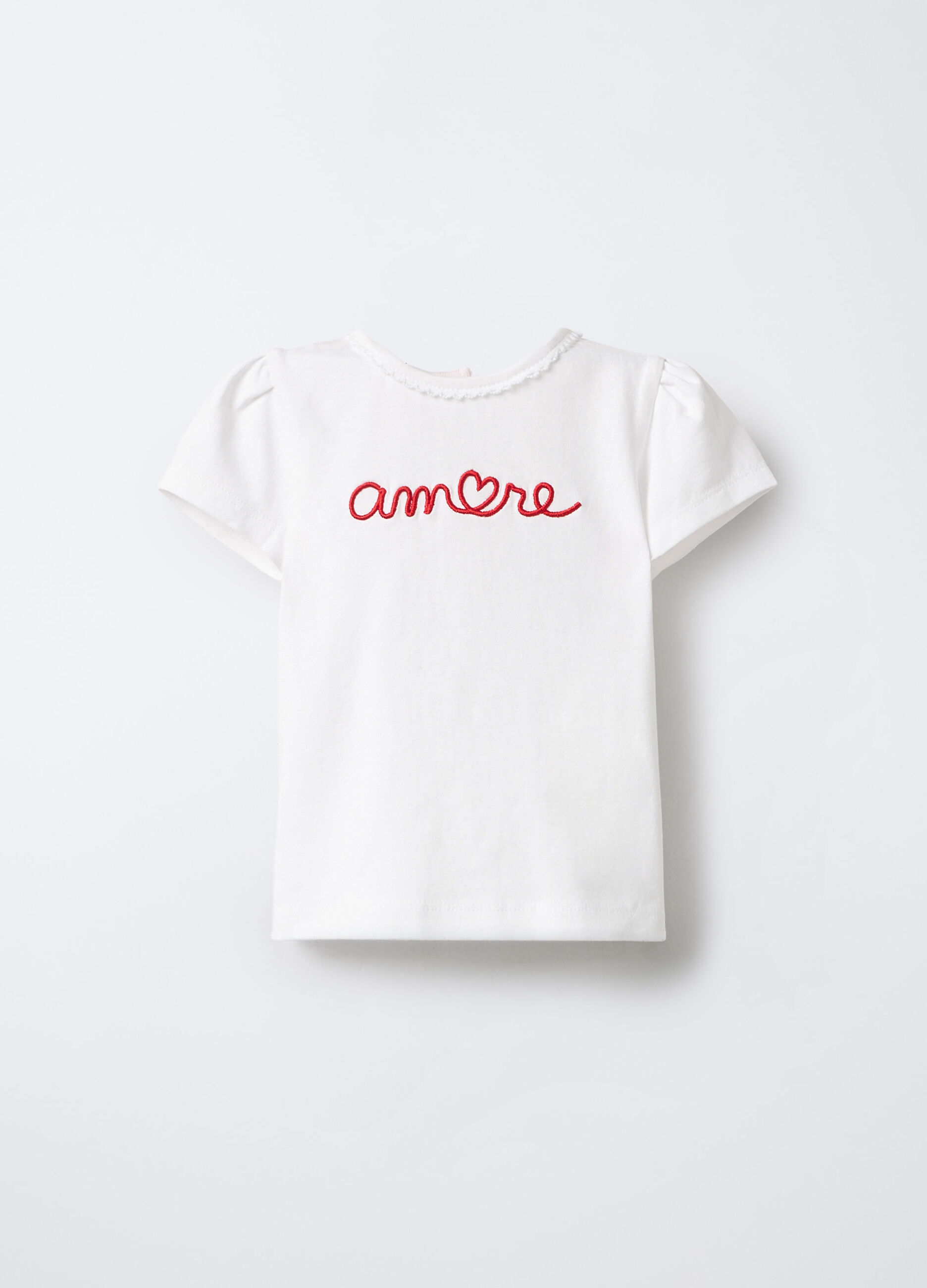 T-shirt girocollo in jersey di cotone stretch neonata_0