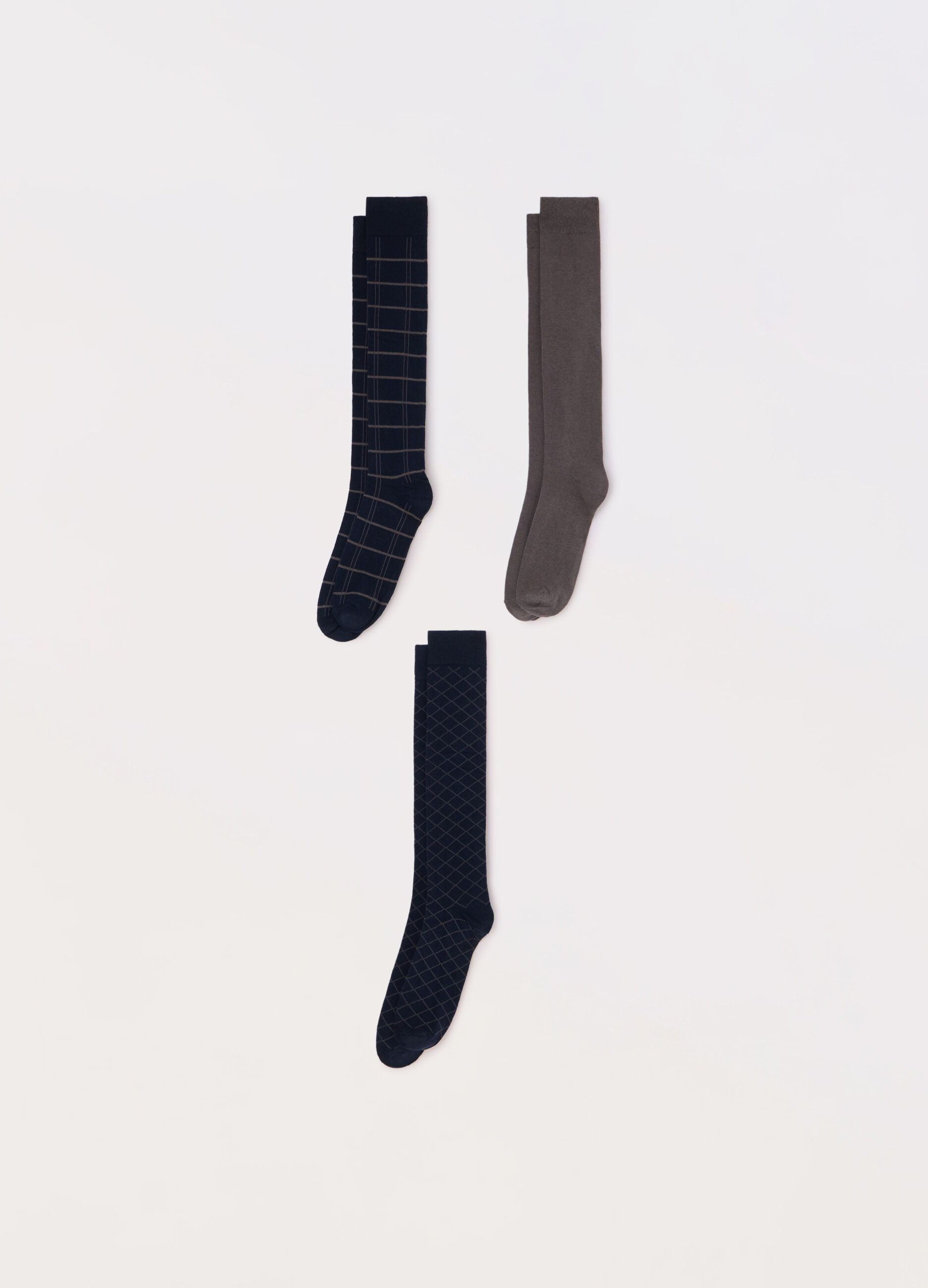 3 pack calze lunghe in cotone stretch a fantasia uomo_0