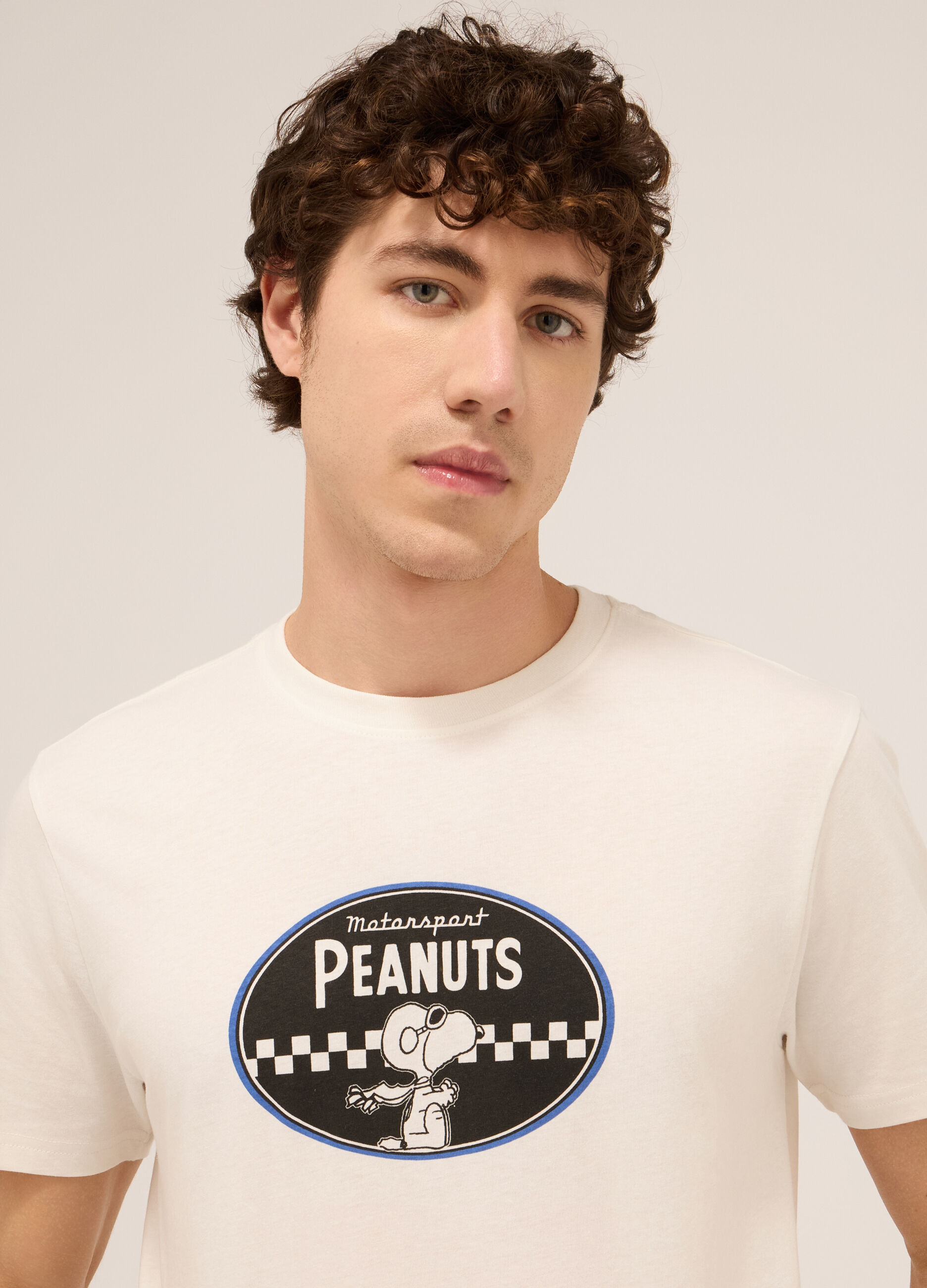 T-shirt in jersey di cotone con stampa Snoopy uomo_2