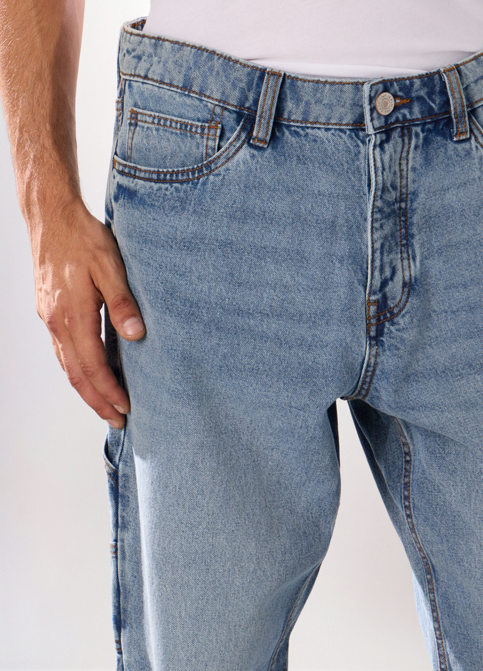 Jeans 5 tasche baggy in cotone uomo_3