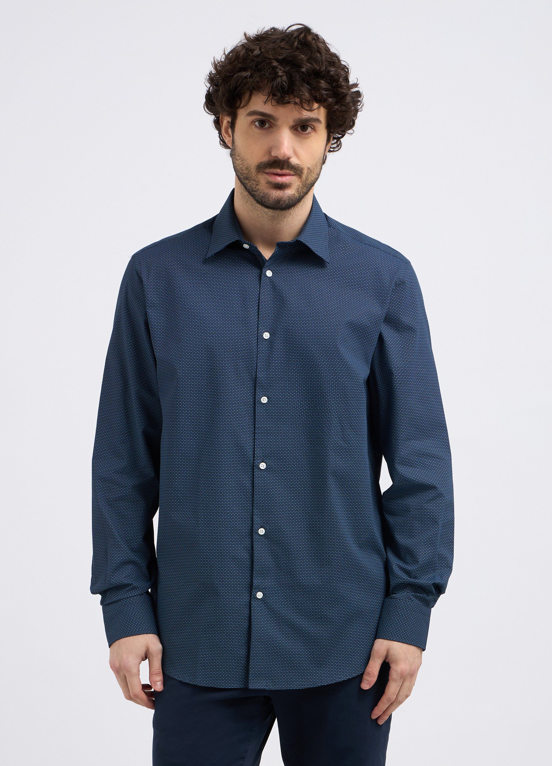 Camicia a maniche lunghe in fantasia uomo_0