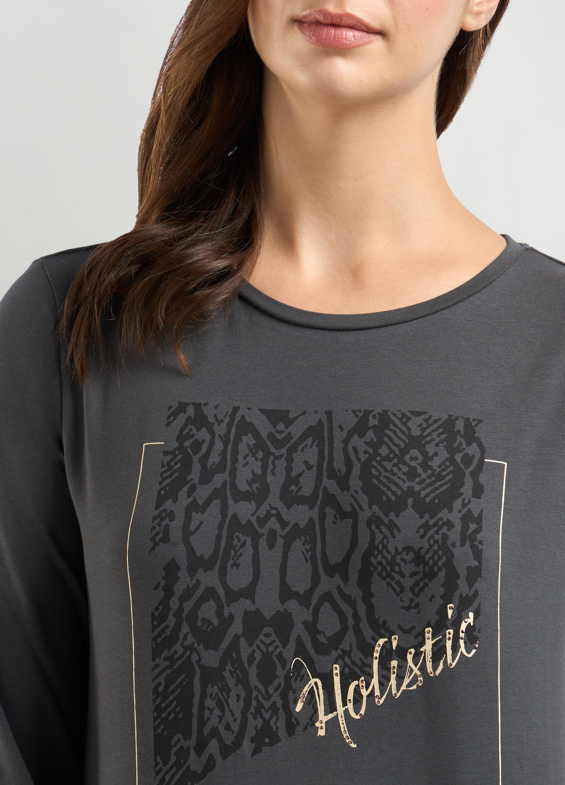 T-shirt in cotone stretch a maniche lunghe donna_2