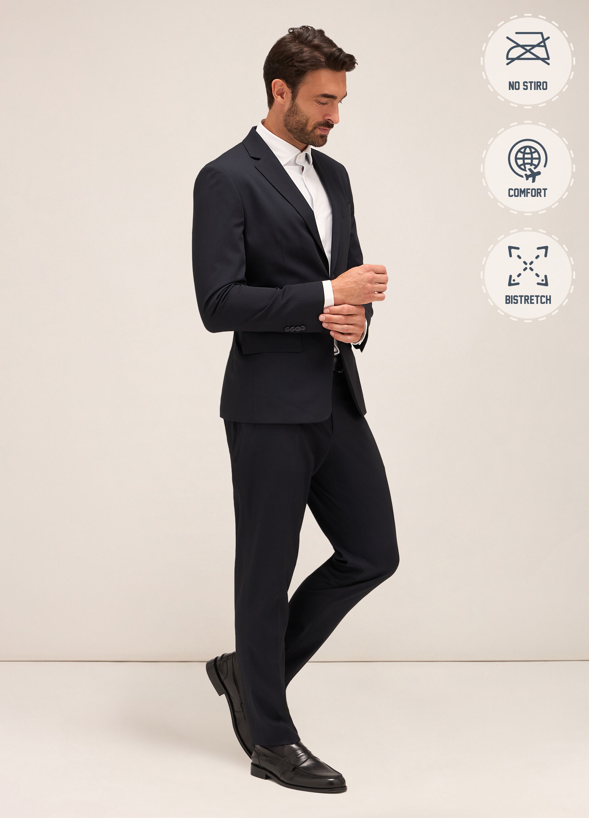 Pantalone slim fit in tessuto tecnico stretch uomo_0