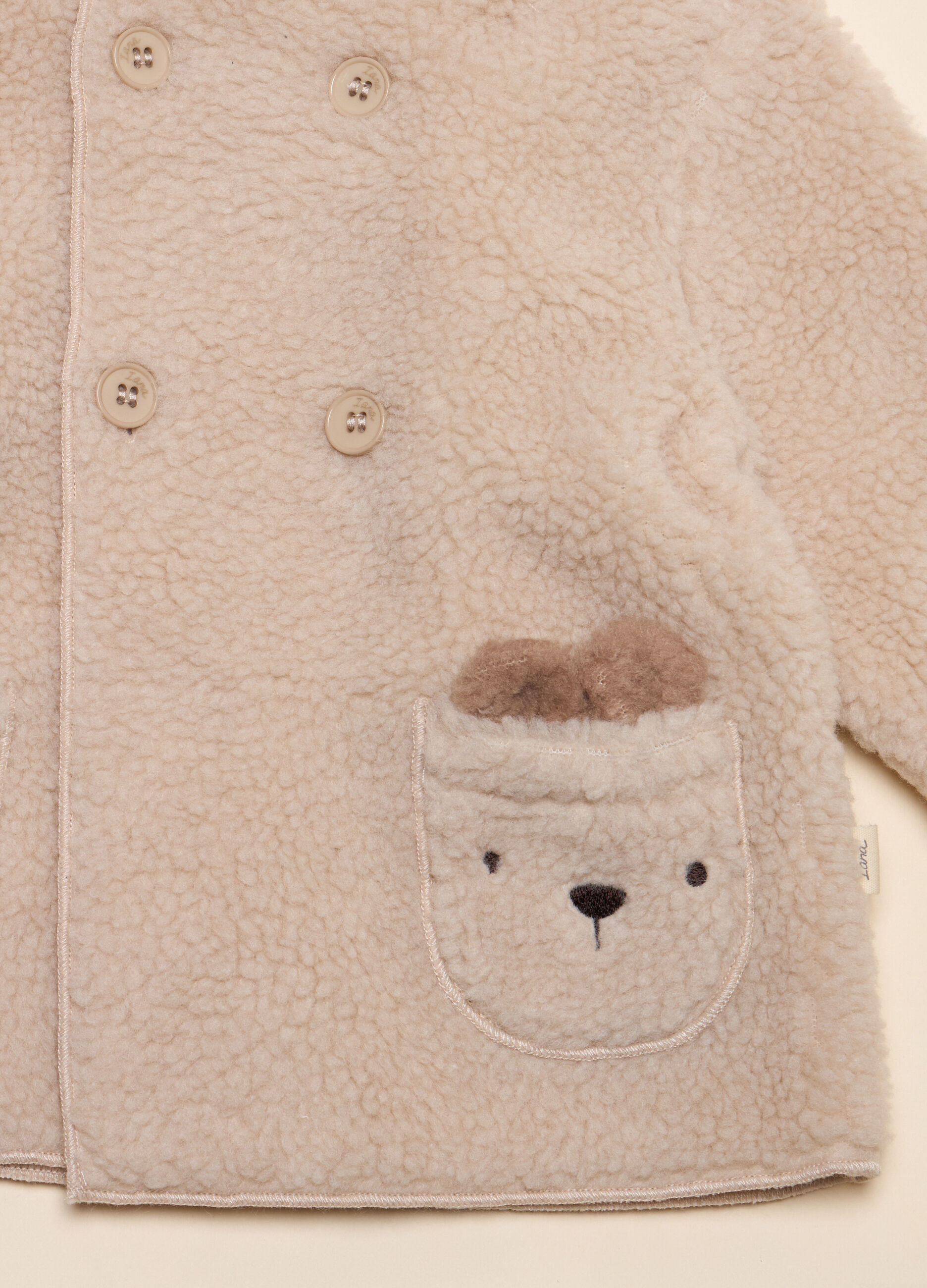 Giacca doppiopetto in sherpa con cappuccio_1