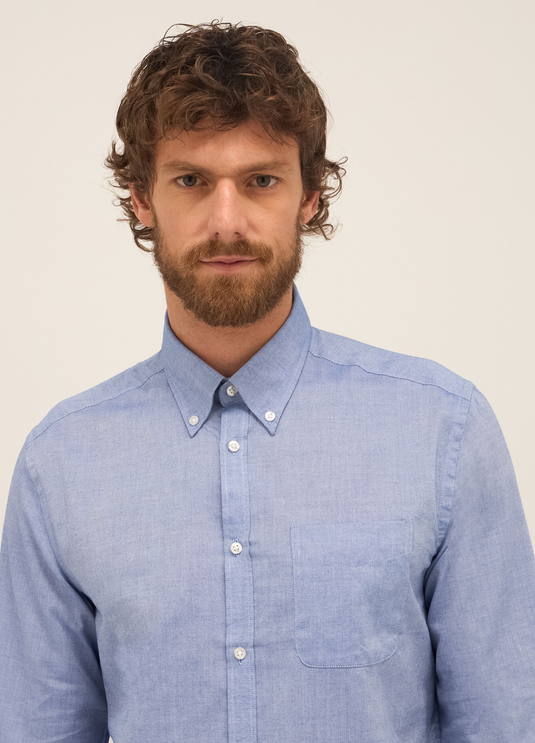 Camicia regular fit button-down in misto cotone uomo_2