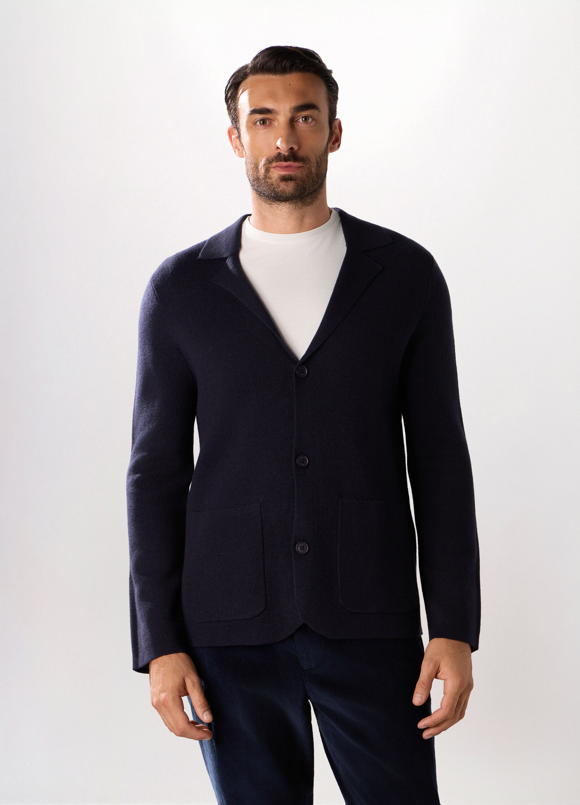 Cardigan in misto lana merino uomo_0