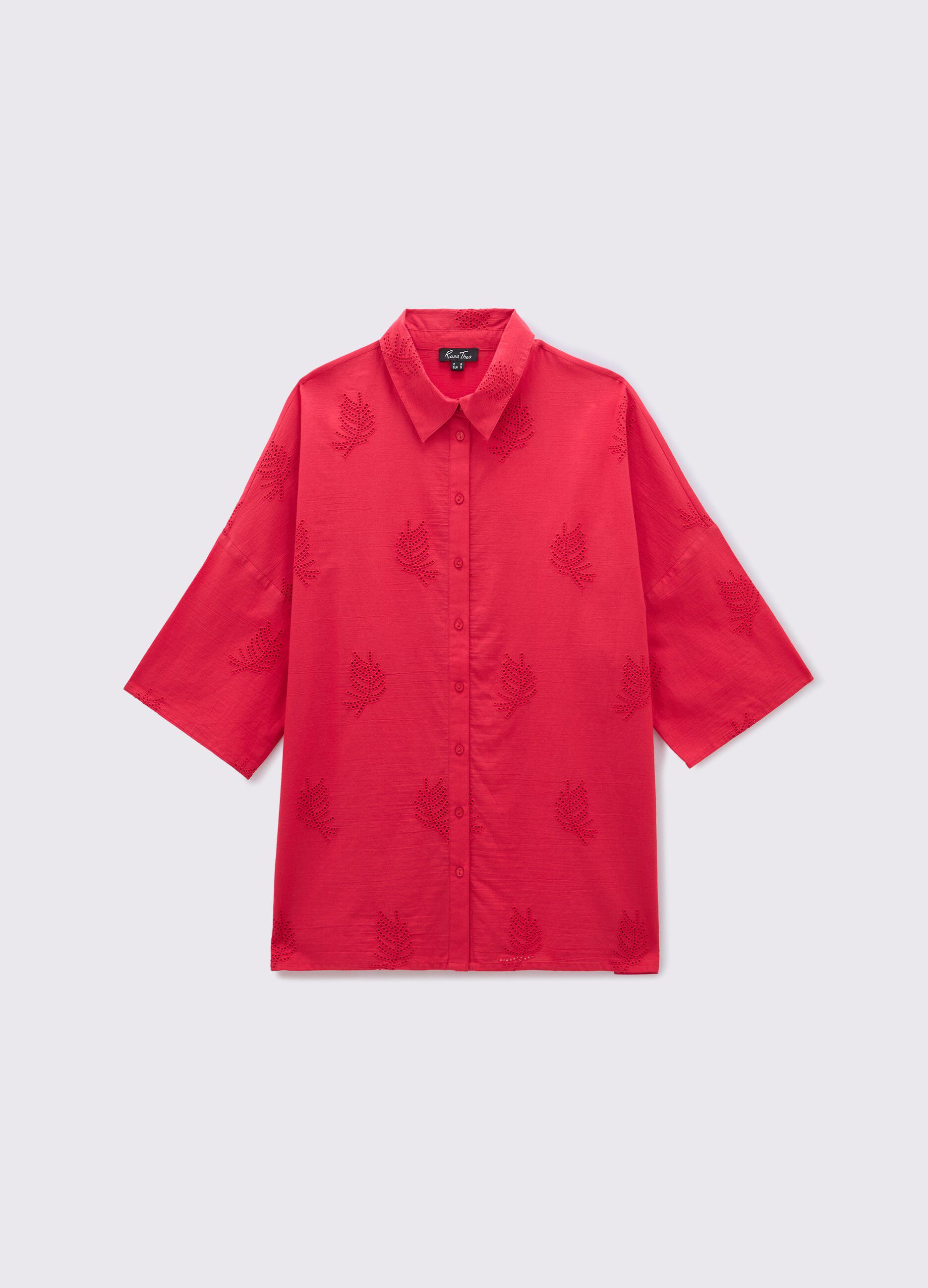Camicia in puro cotone con ricami donna curvy_0