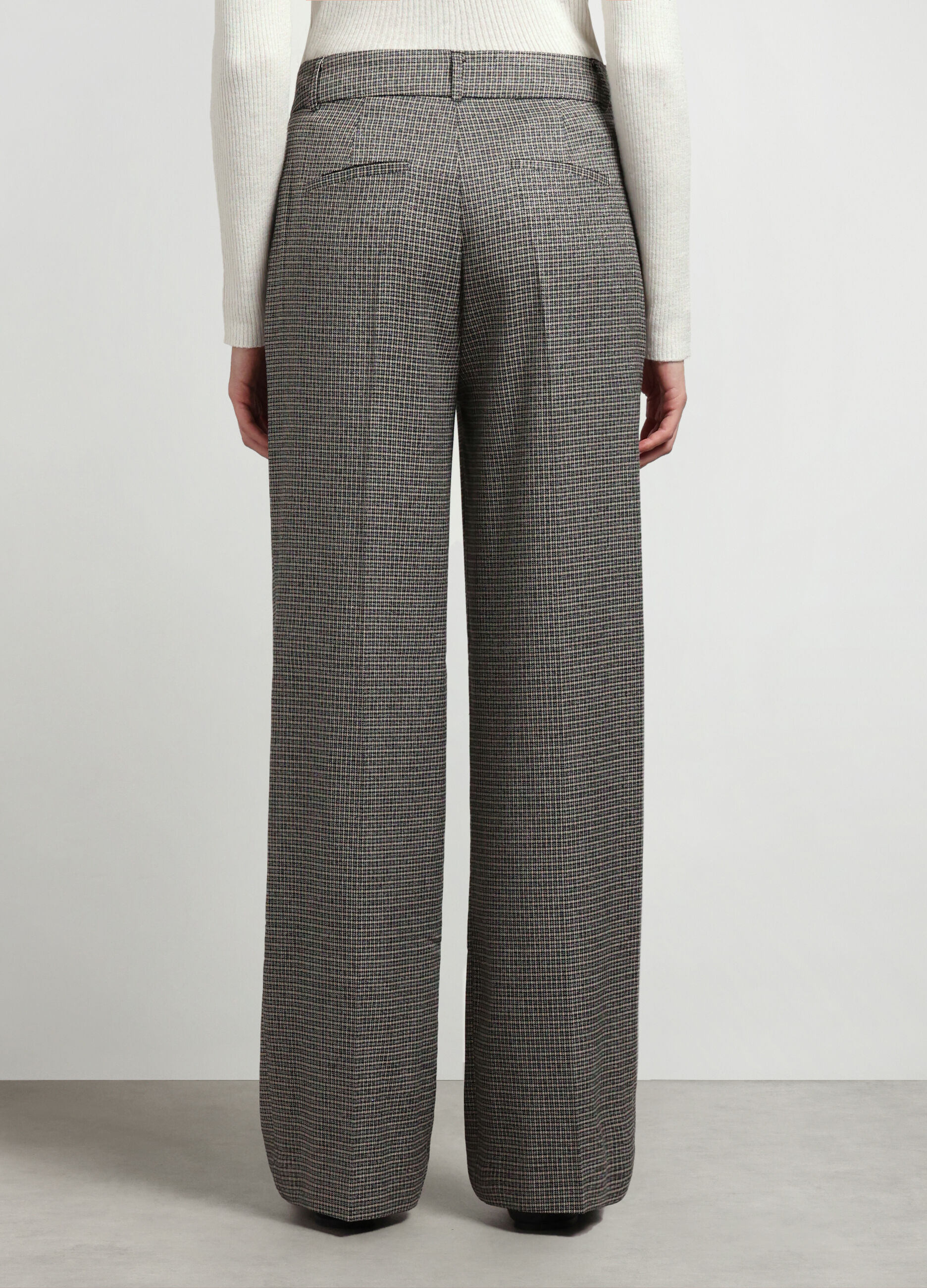 Pantaloni misto viscosa a quadri donna_1