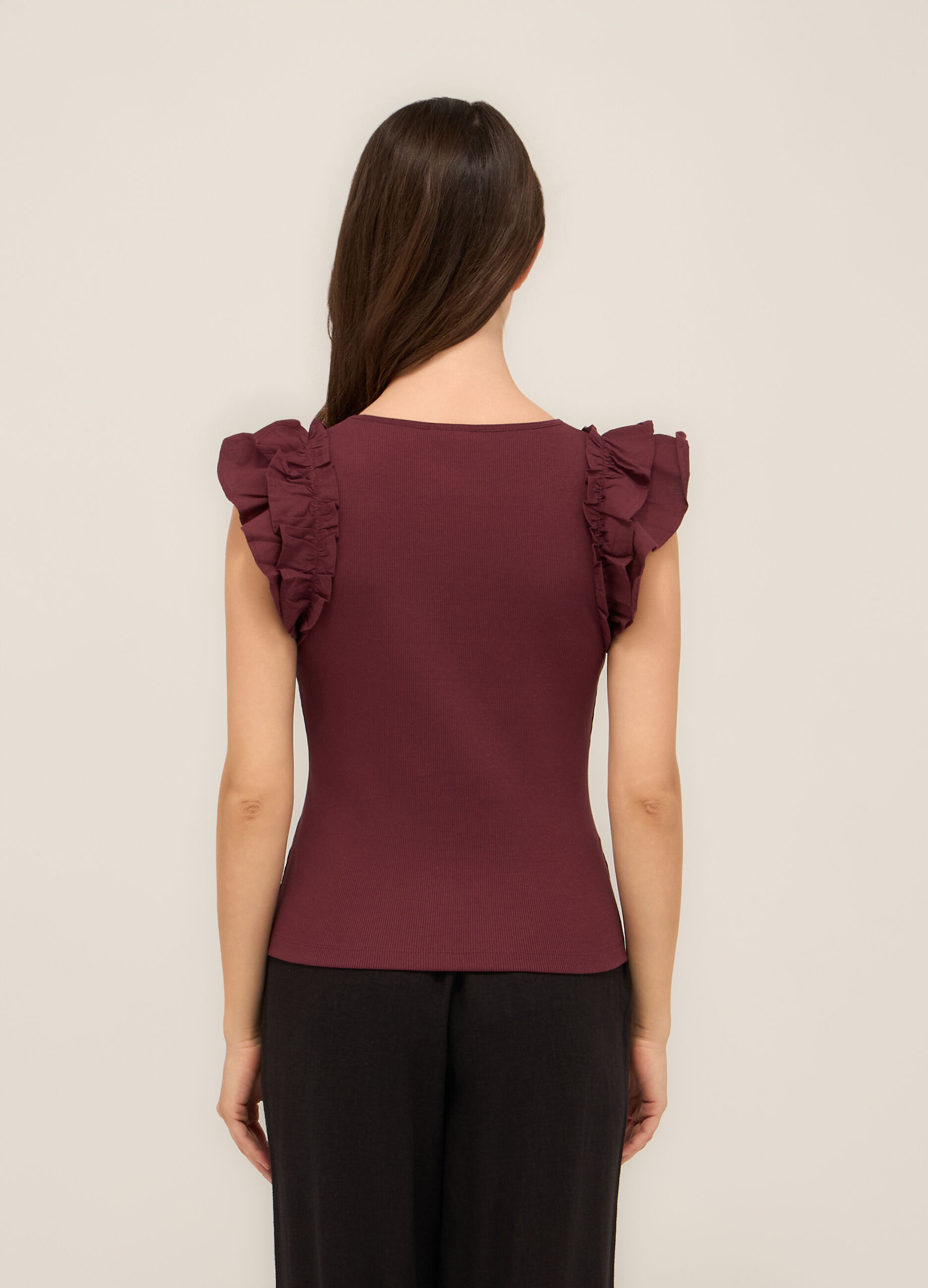 Canotta in costina di cotone stretch donna_1