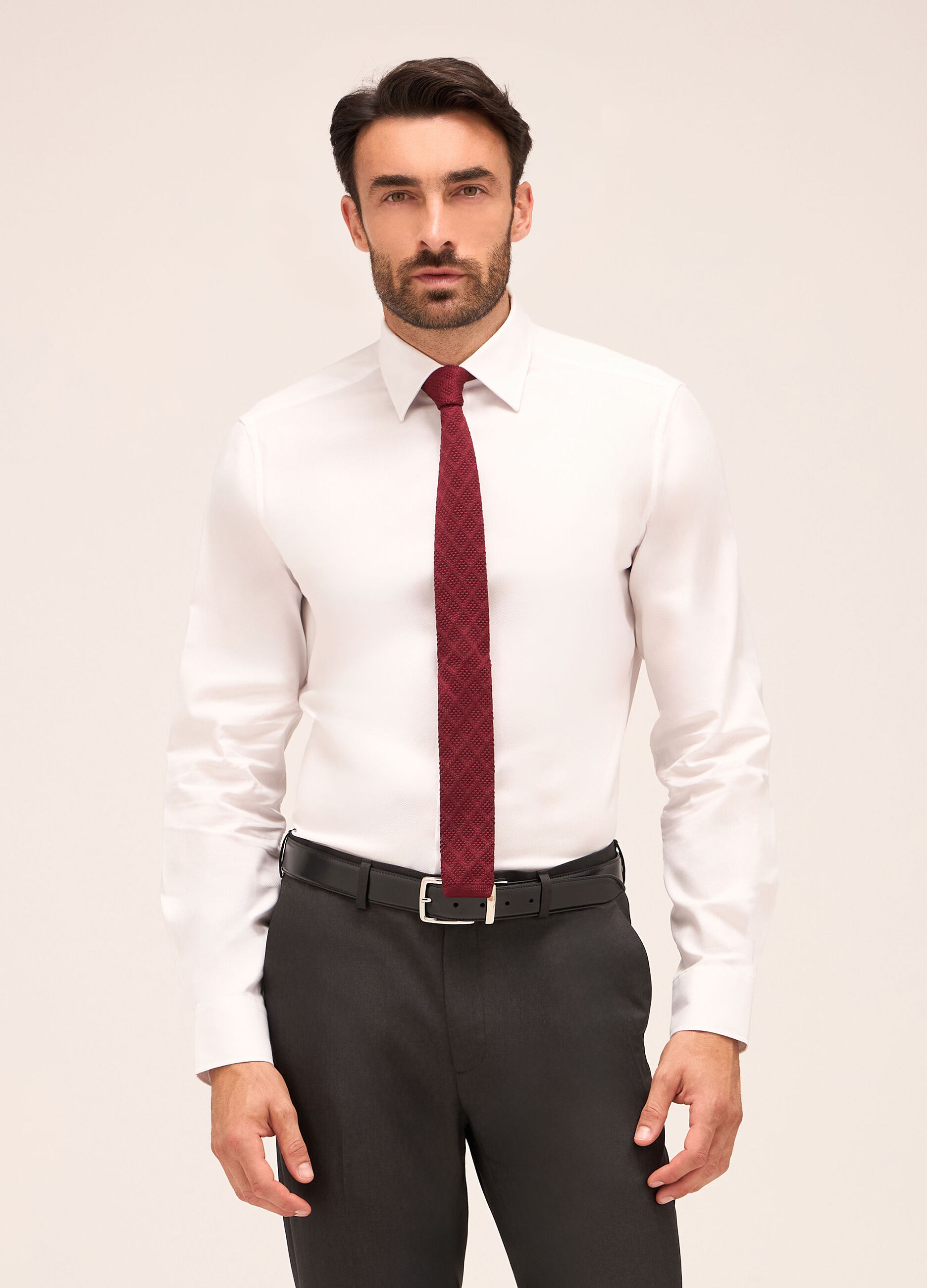 Camicia slim fit colletto italiano in cotone uomo_0