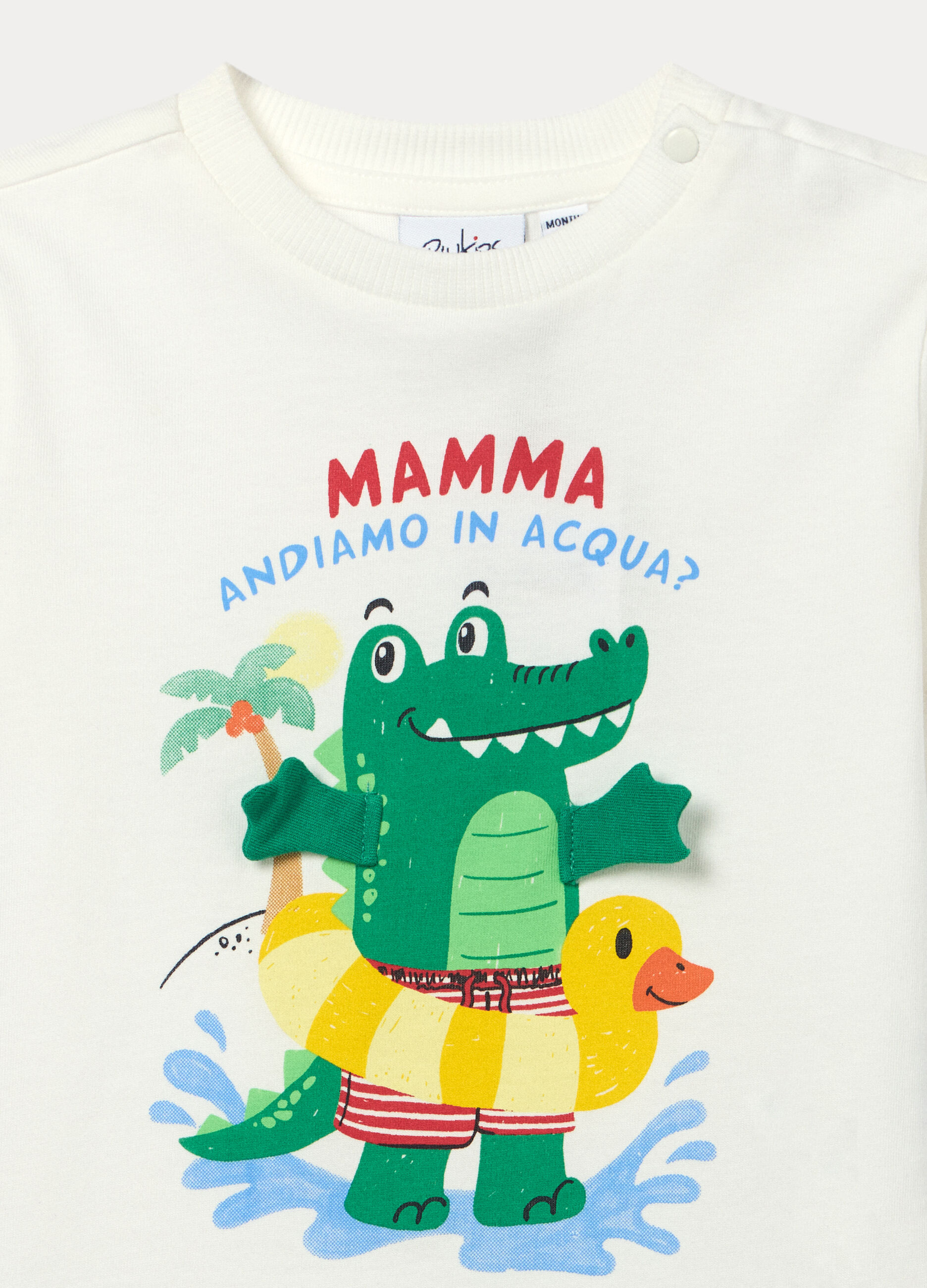 T-shirt girocollo in jersey di cotone stretch bimbo_2