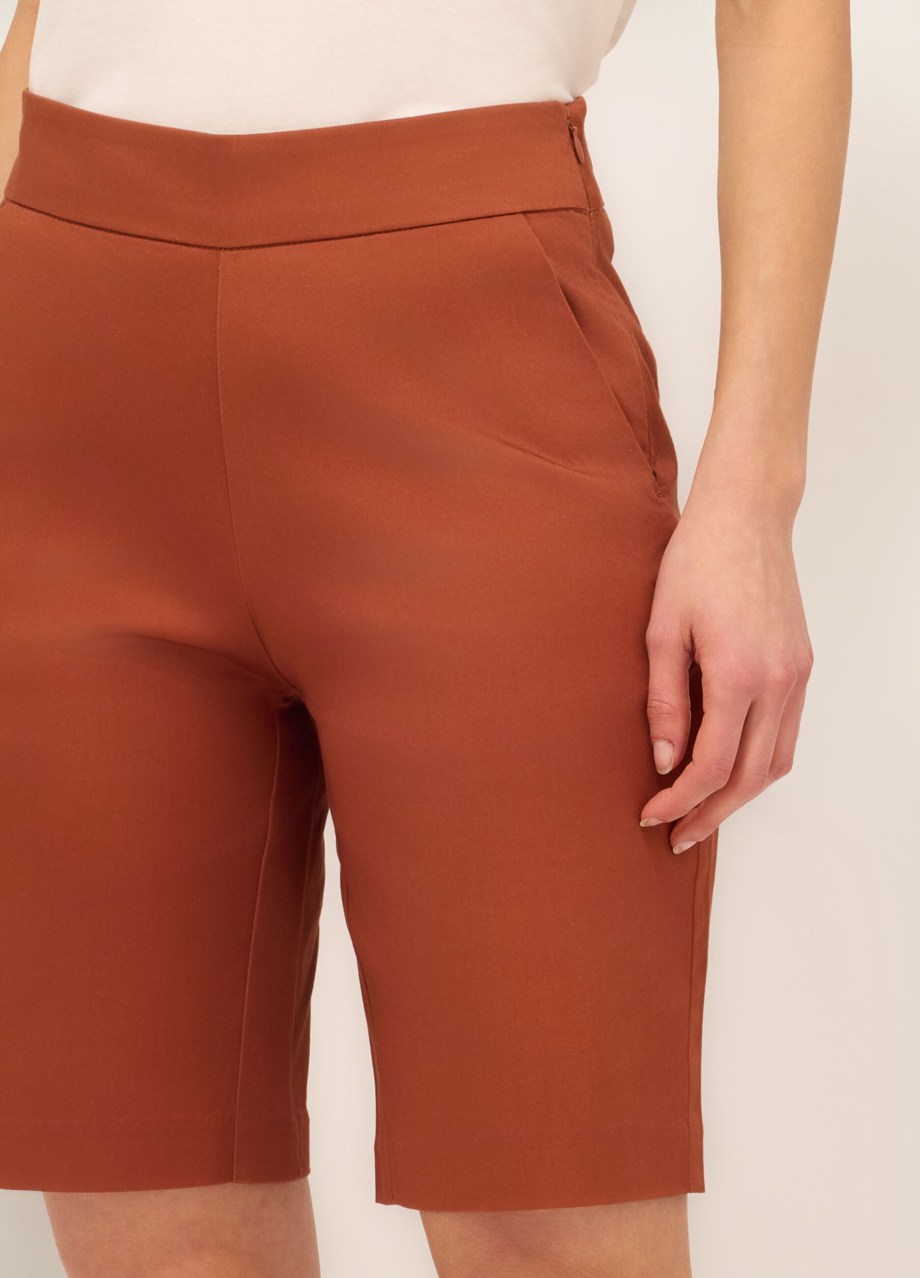 Shorts in raso di cotone stretch donna_2