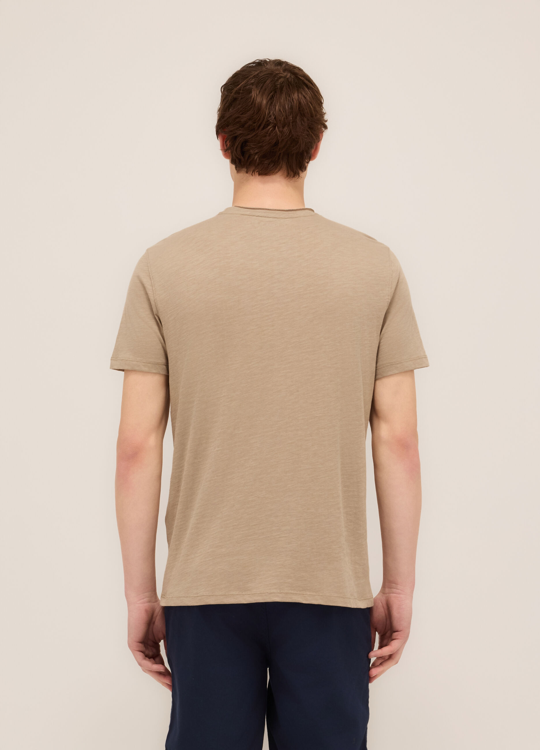 T-shirt girocollo in cotone fiammato uomo_1