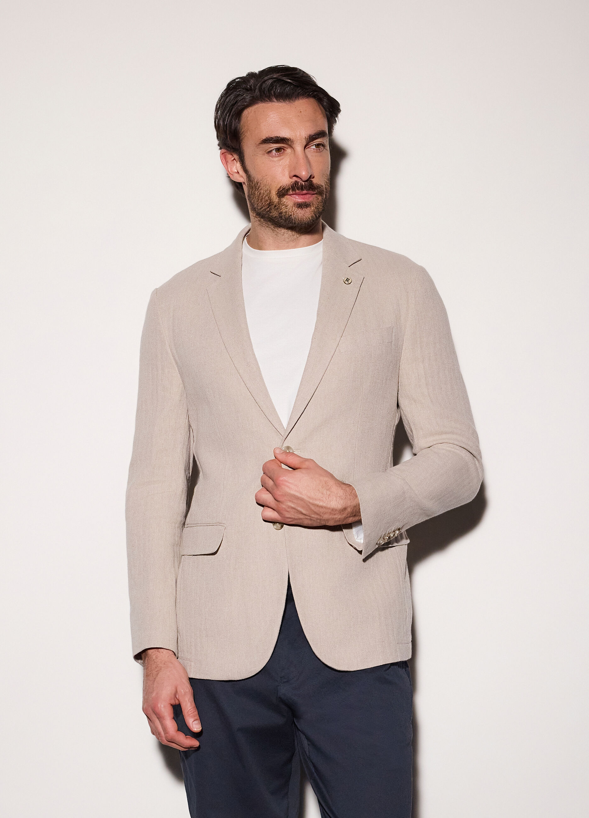 Blazer in lino e cotone uomo_0