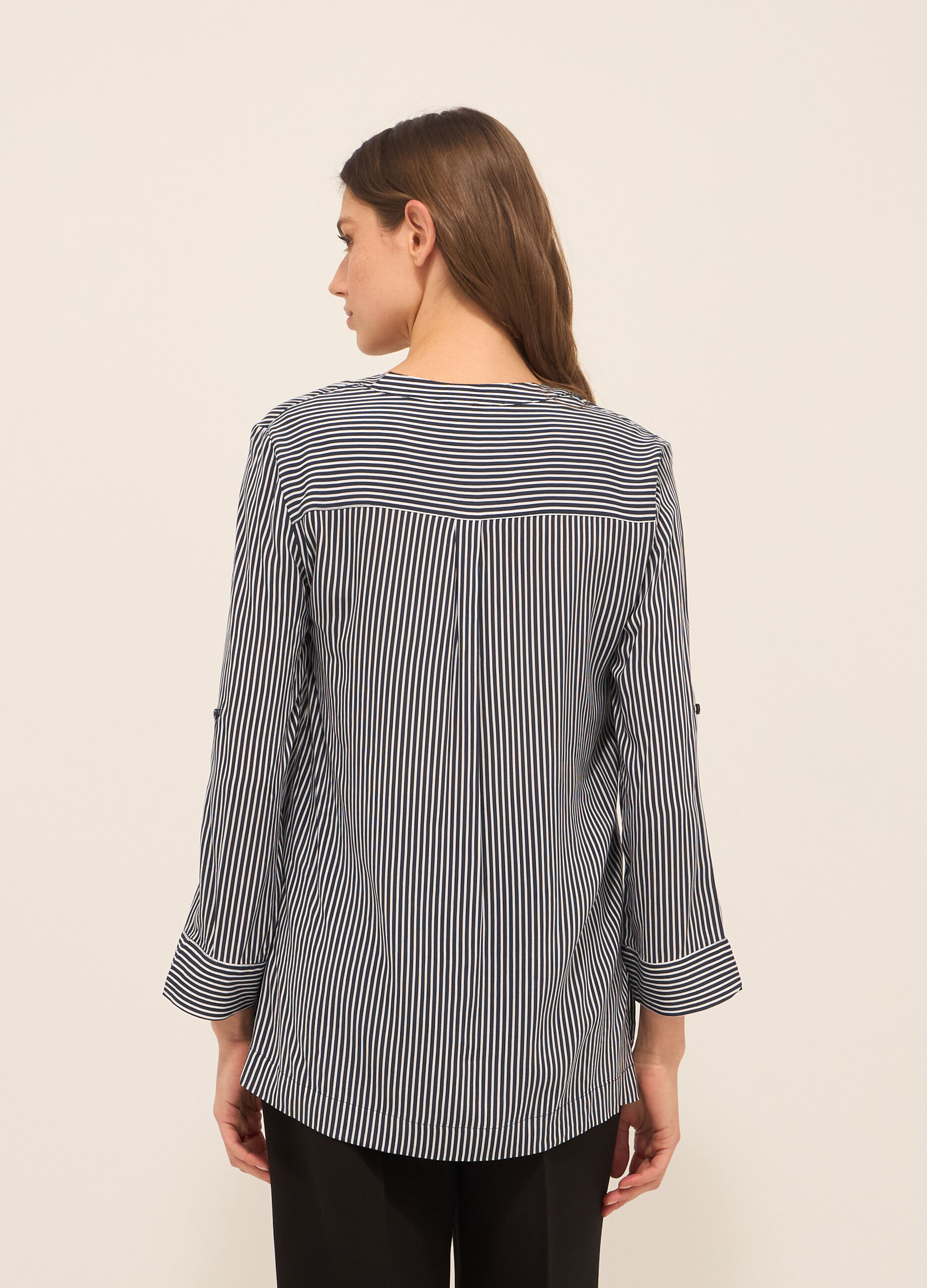 Blusa a righe in pura viscosa donna
