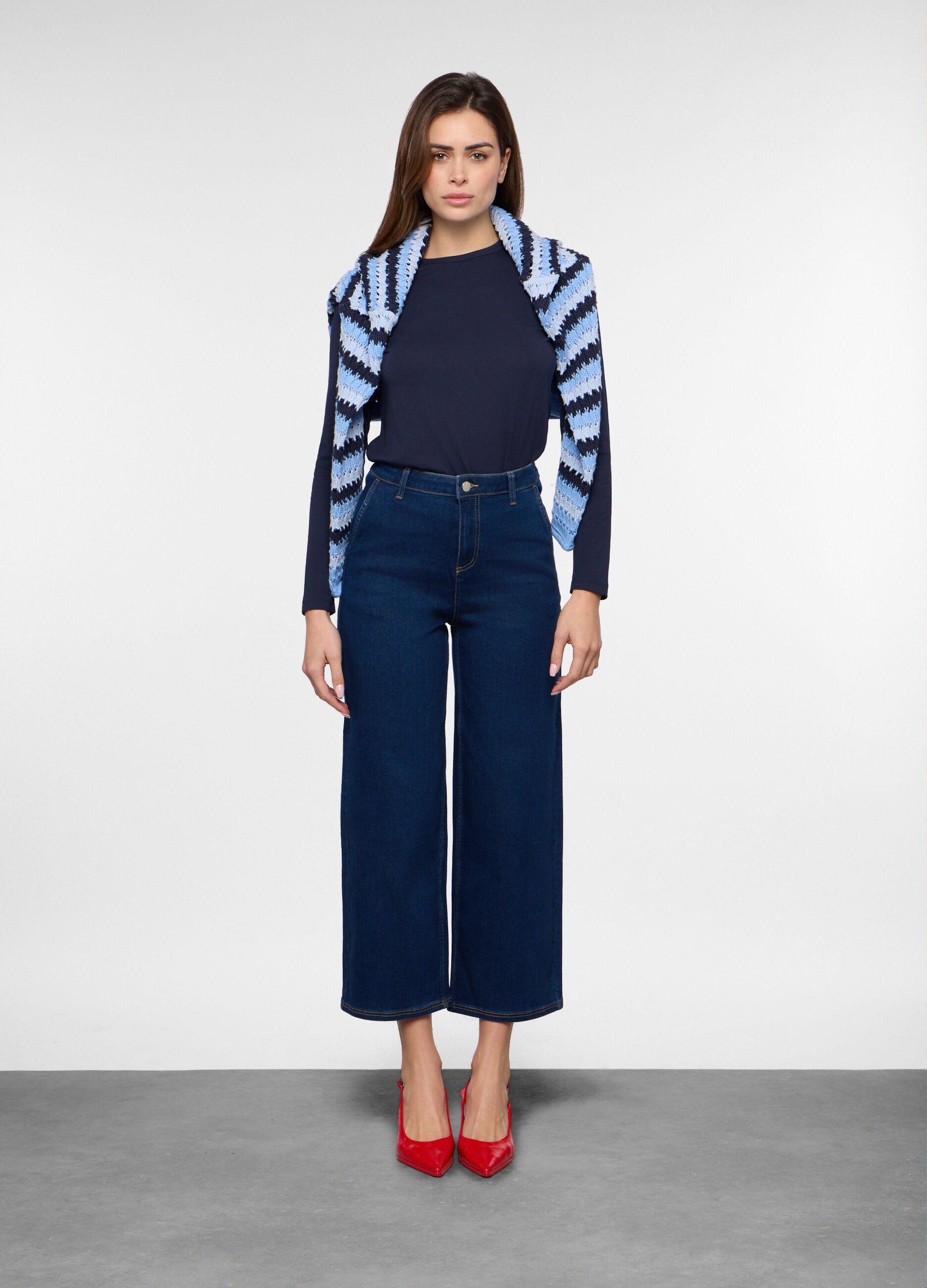 Pantaloni in denim wide leg donna_0