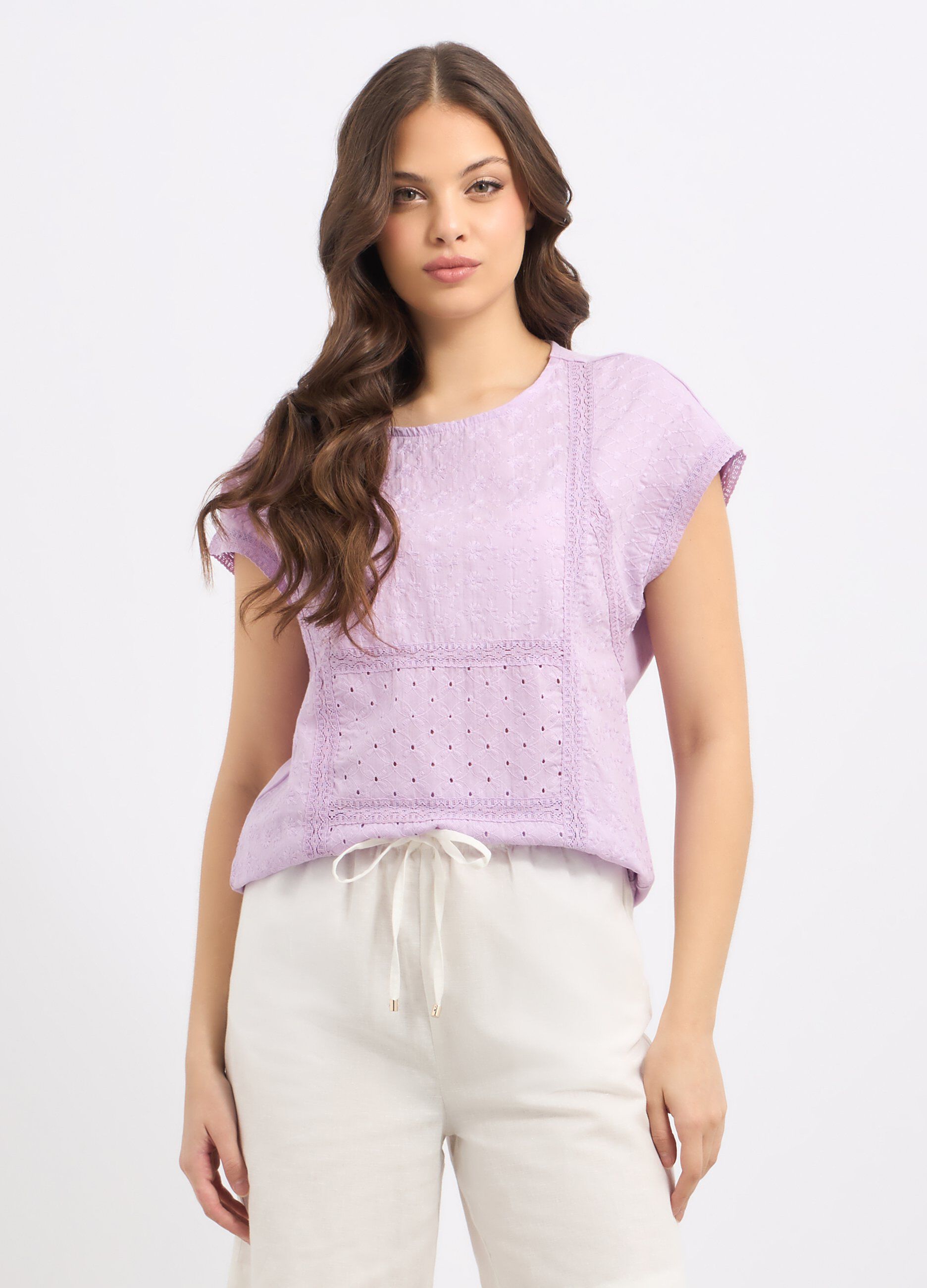 T-shirt in puro cotone chiffon donna_0
