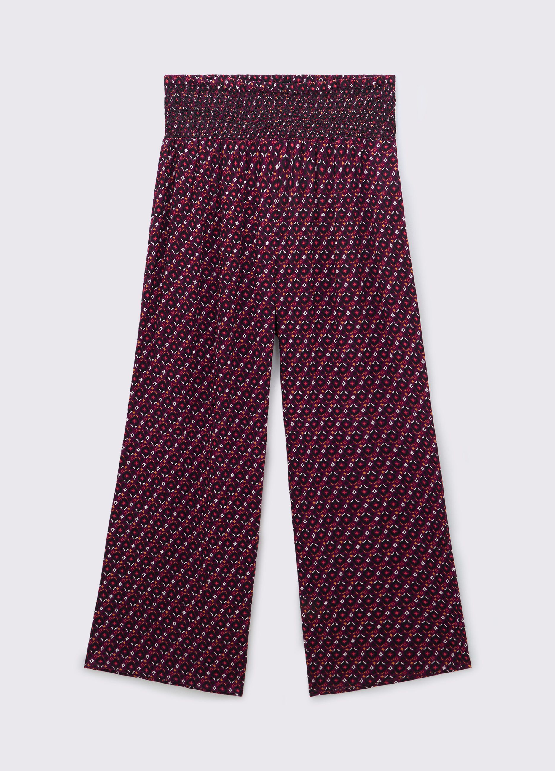 Pantaloni in pura viscosa con stampa donna curvy_0