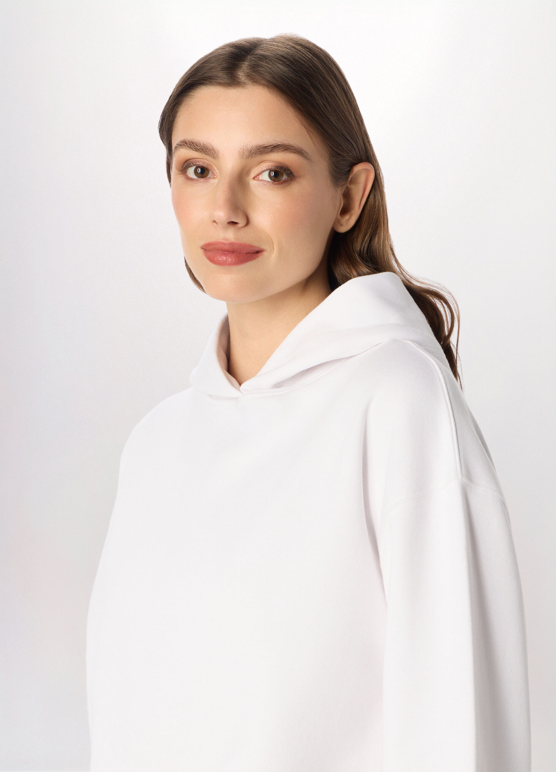 Felpa misto cotone con cappuccio donna_2