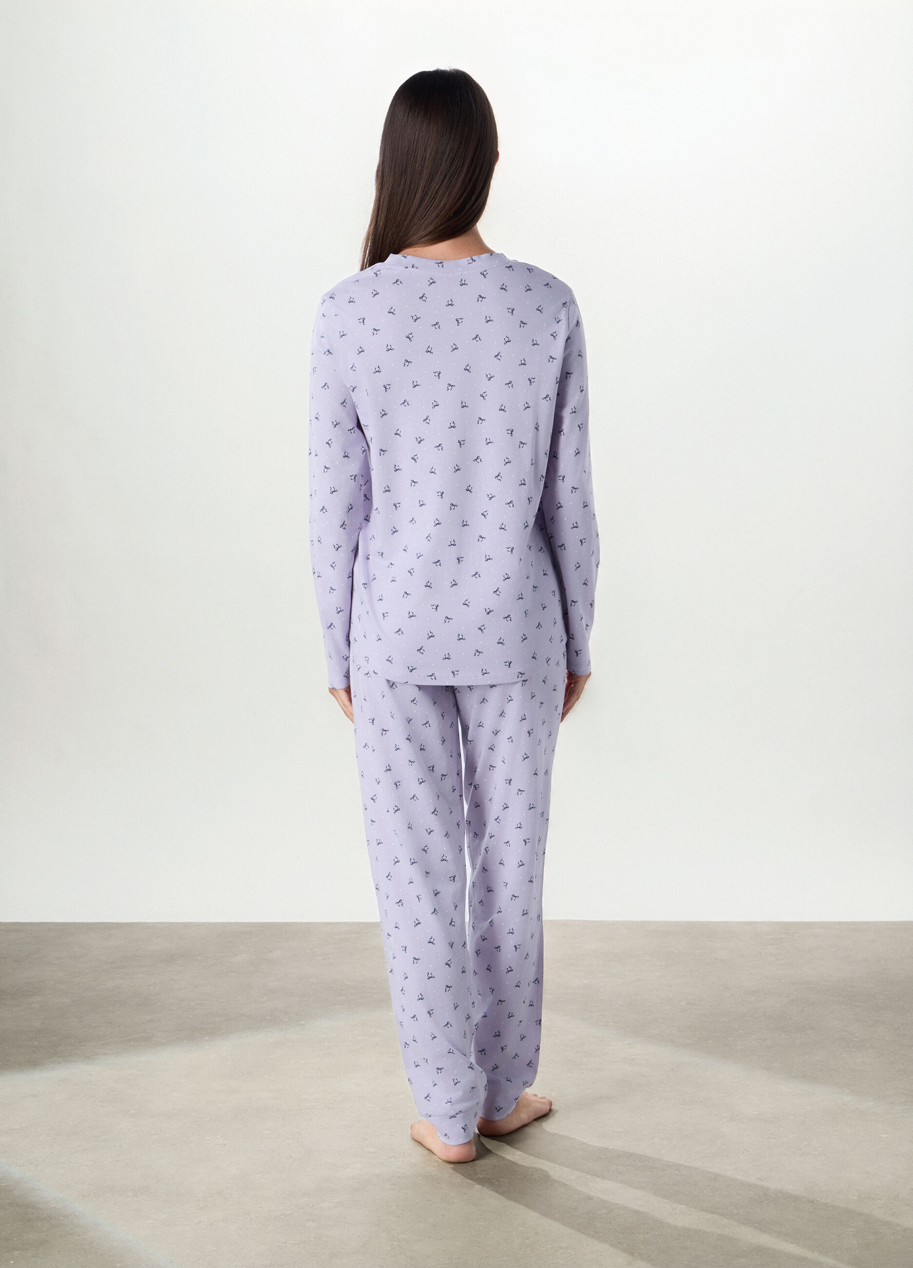 Set pigiama lungo in puro cotone donna_1