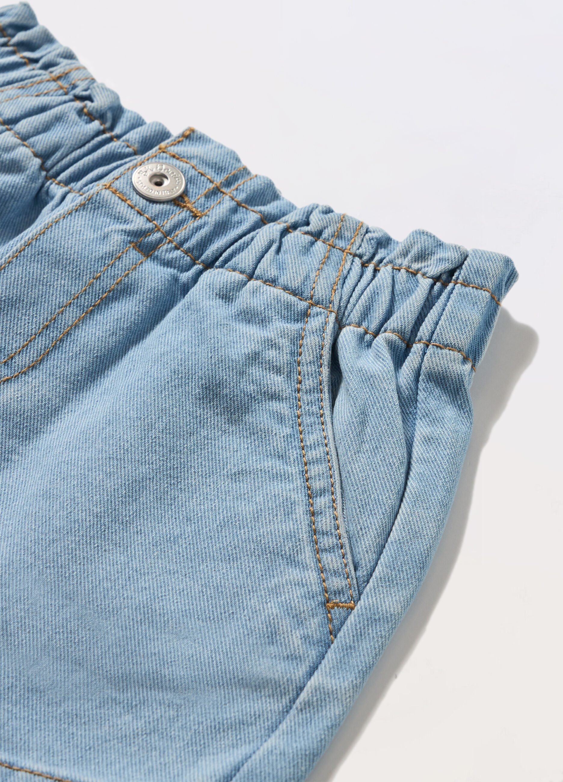 Shorts in denim di puro cotone bambina_1