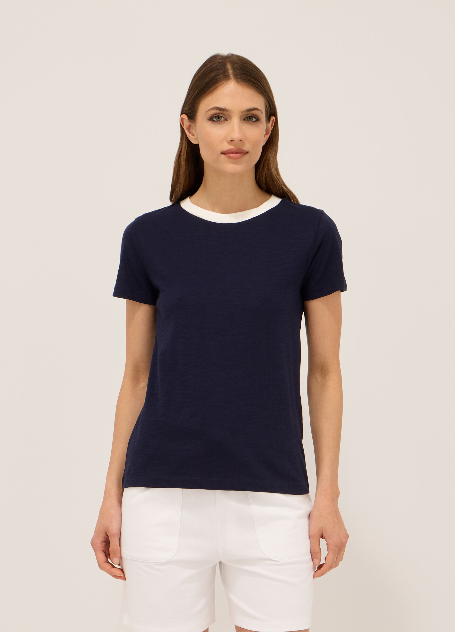 T-shirt in jersey di puro cotone donna_0