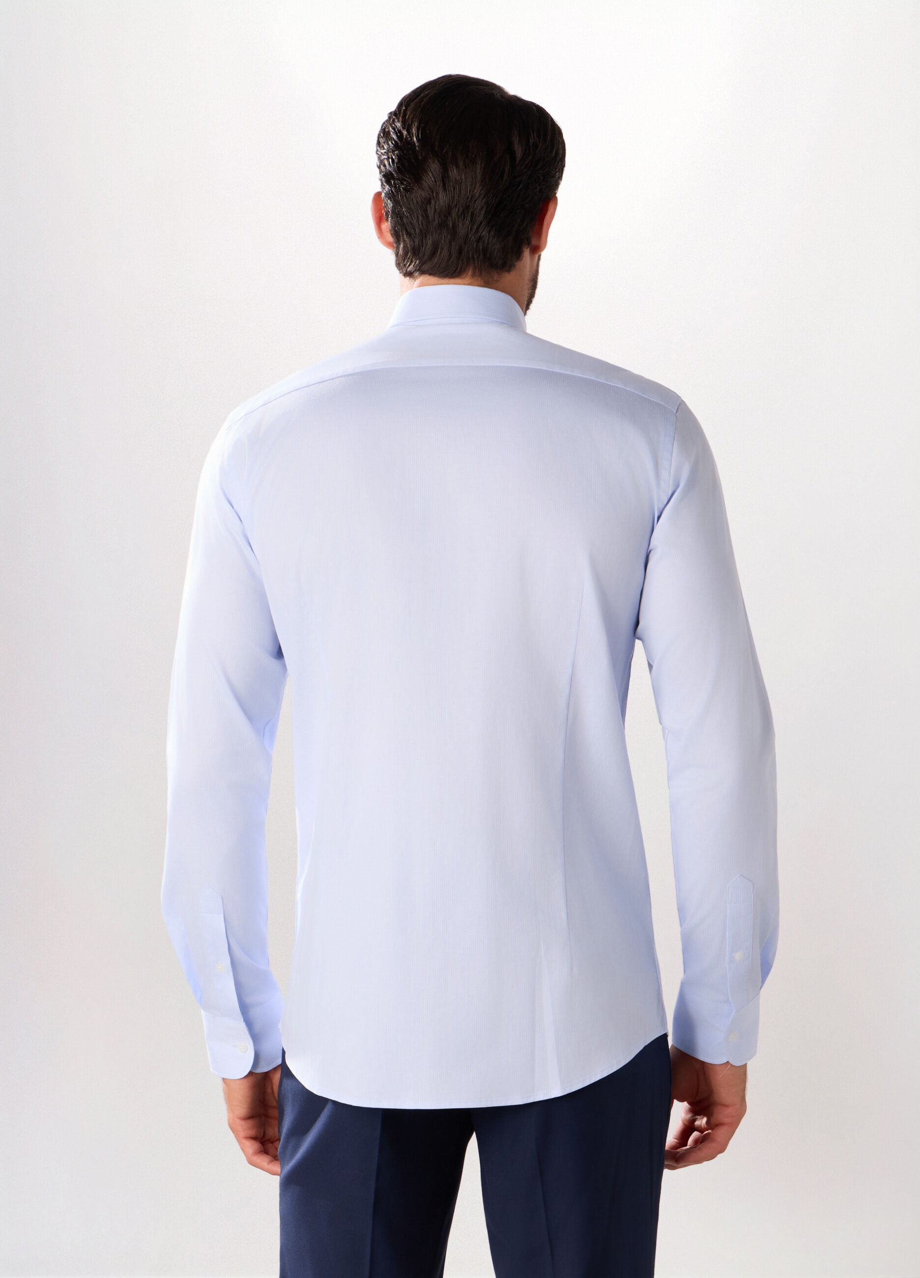 Camicia slim fit in cotone stretch a righe uomo_1
