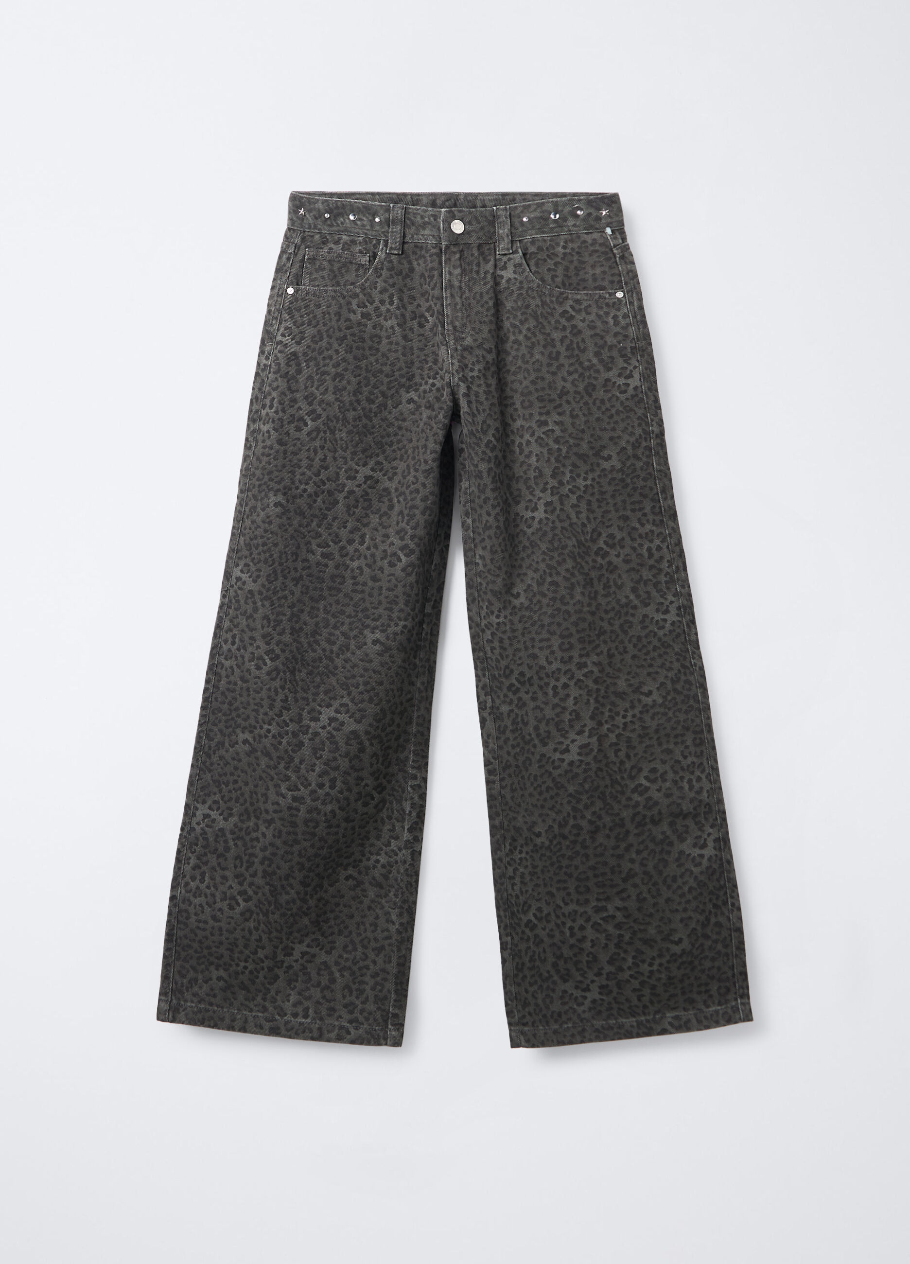 Pantaloni in drill di puro cotone Wide Leg ragazza_0