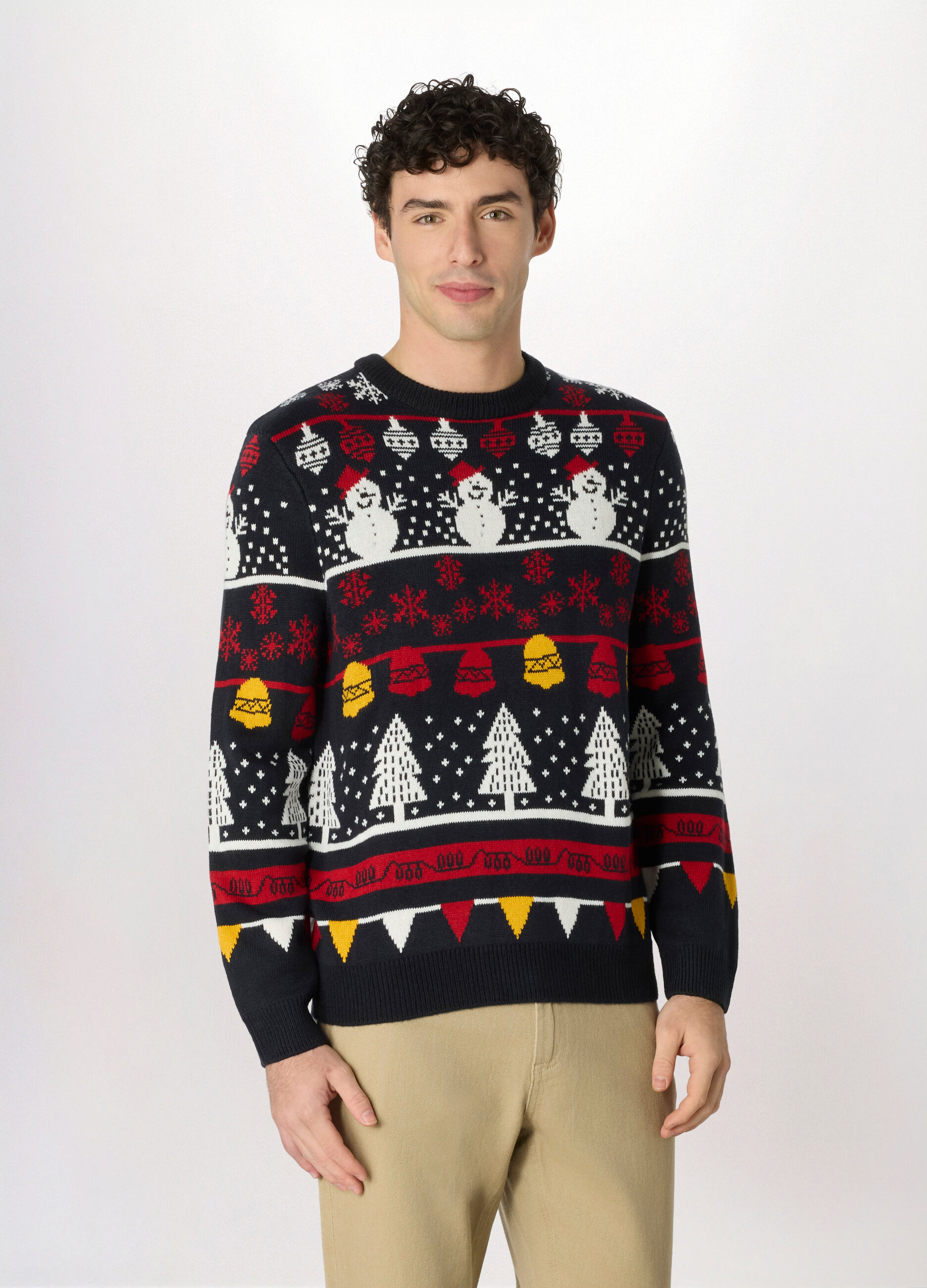 Maglione girocollo con motivo natalizio uomo_0