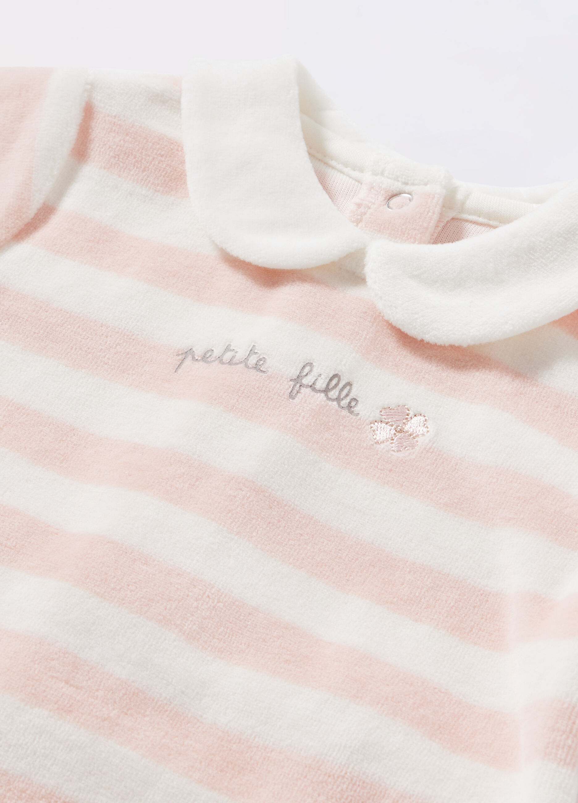 Tutina velours misto cotone a righe neonata_1