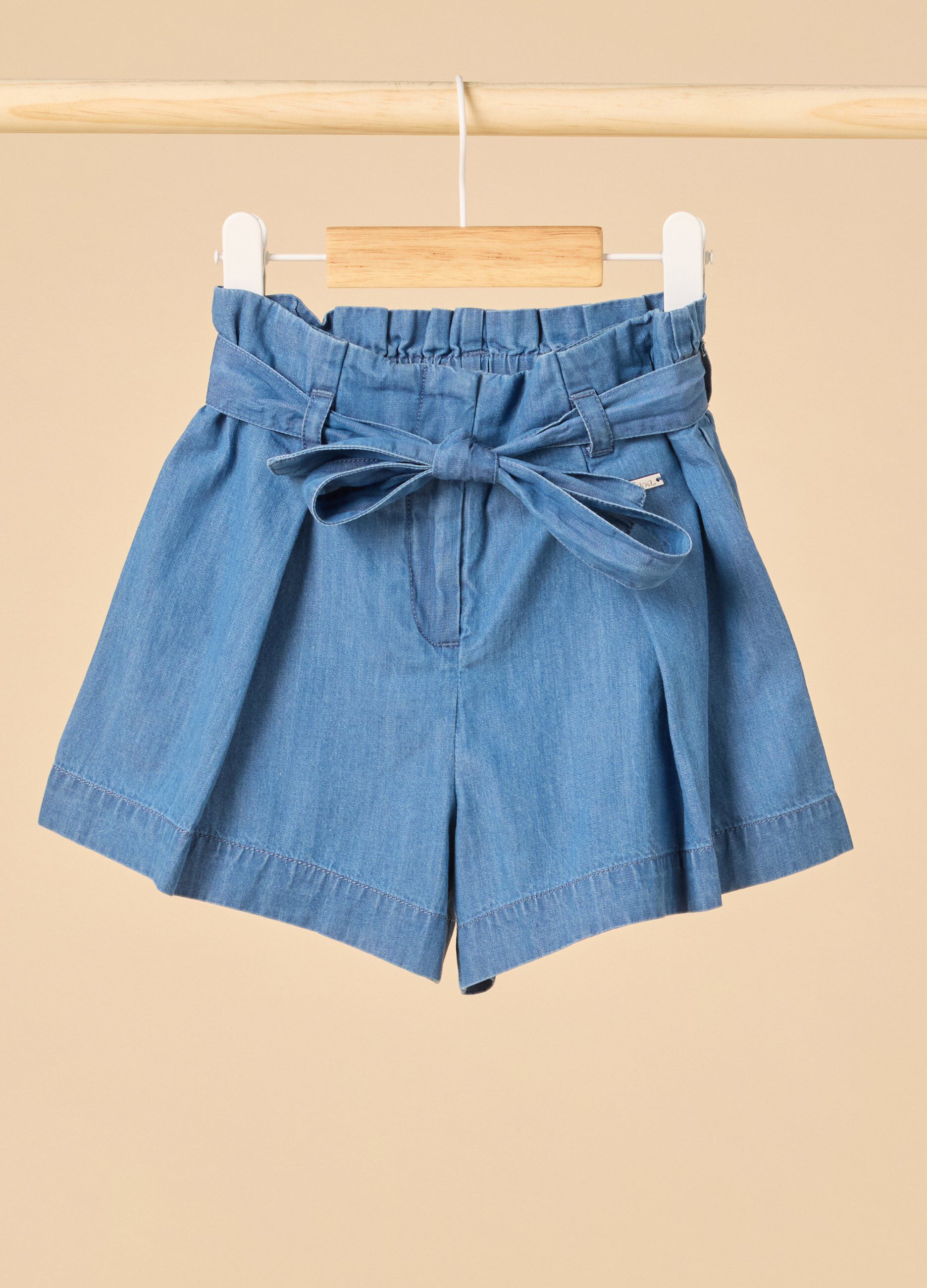 Shorts IANA in denim di puro cotone bambina_0