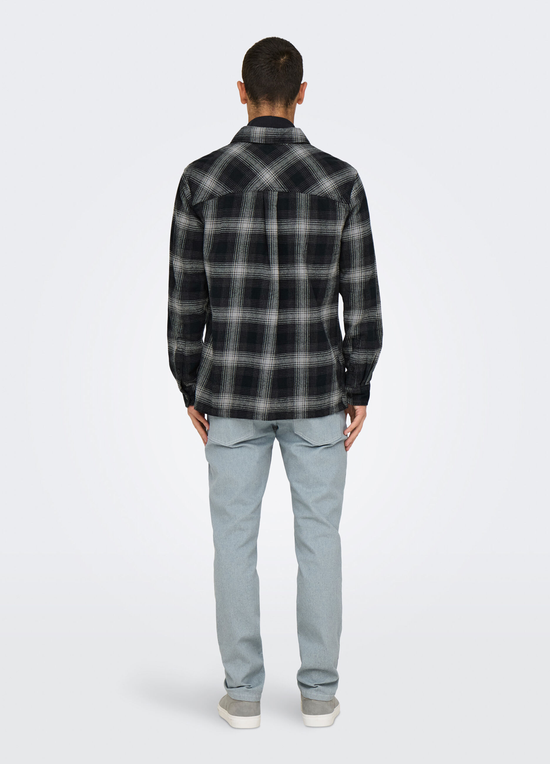 Giacca a camicia in flanella a quadri uomo_1