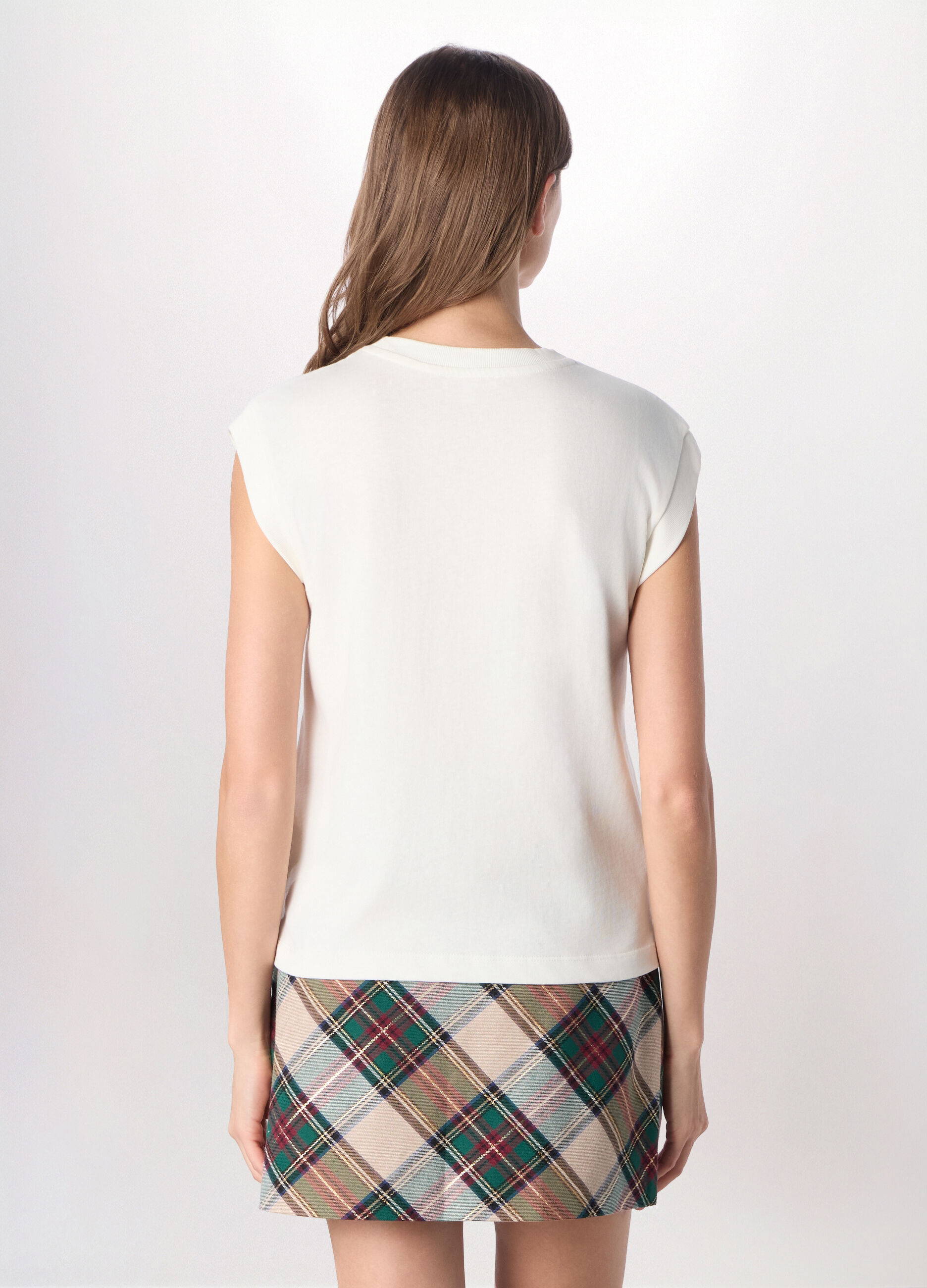 T-shirt smanicata in puro cotone Piquet donna_1