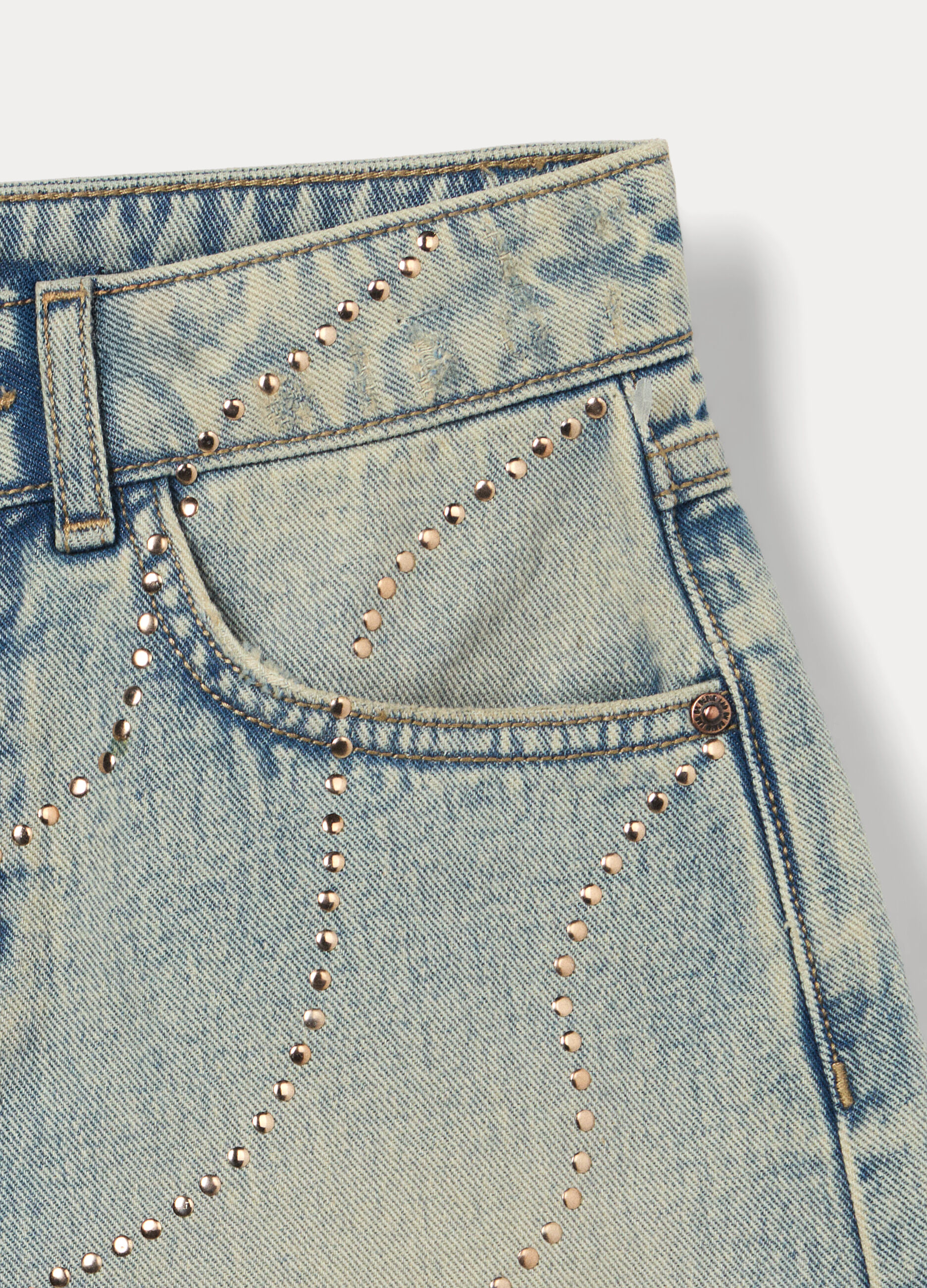 Shorts fit regular ripped in denim di puro cotone ragazza_1