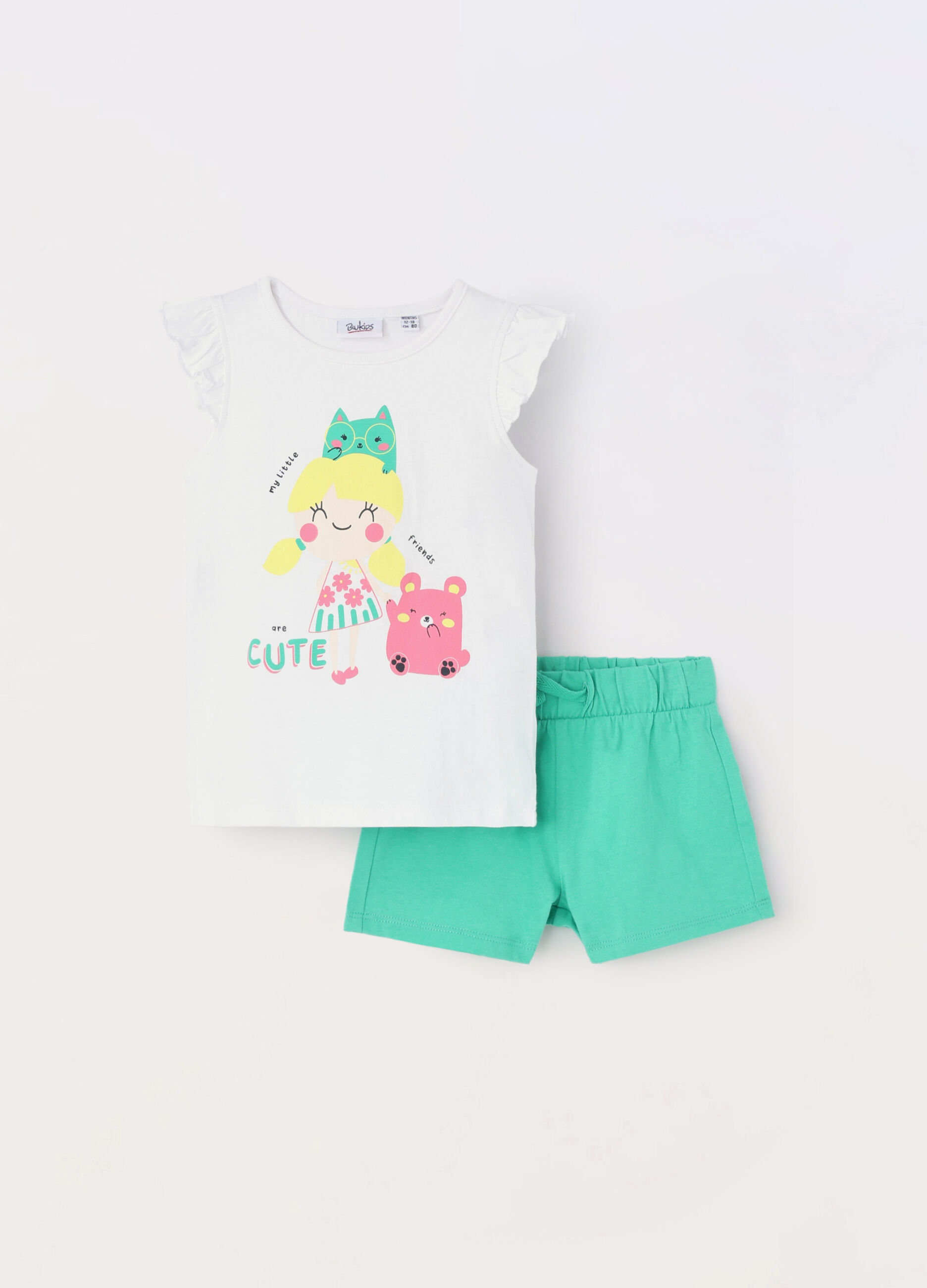 Jogging set in jersey di puro cotone neonata_0