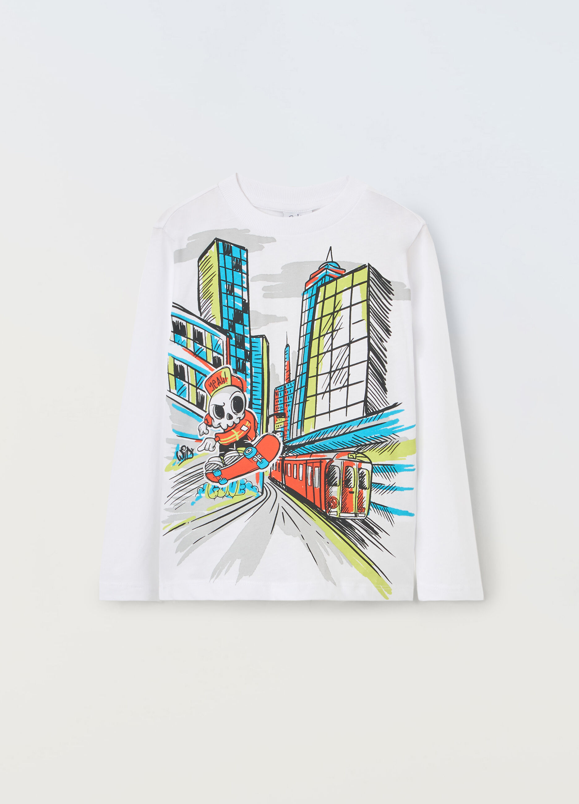 T-shirt in puro cotone a maniche lunghe bambino_0