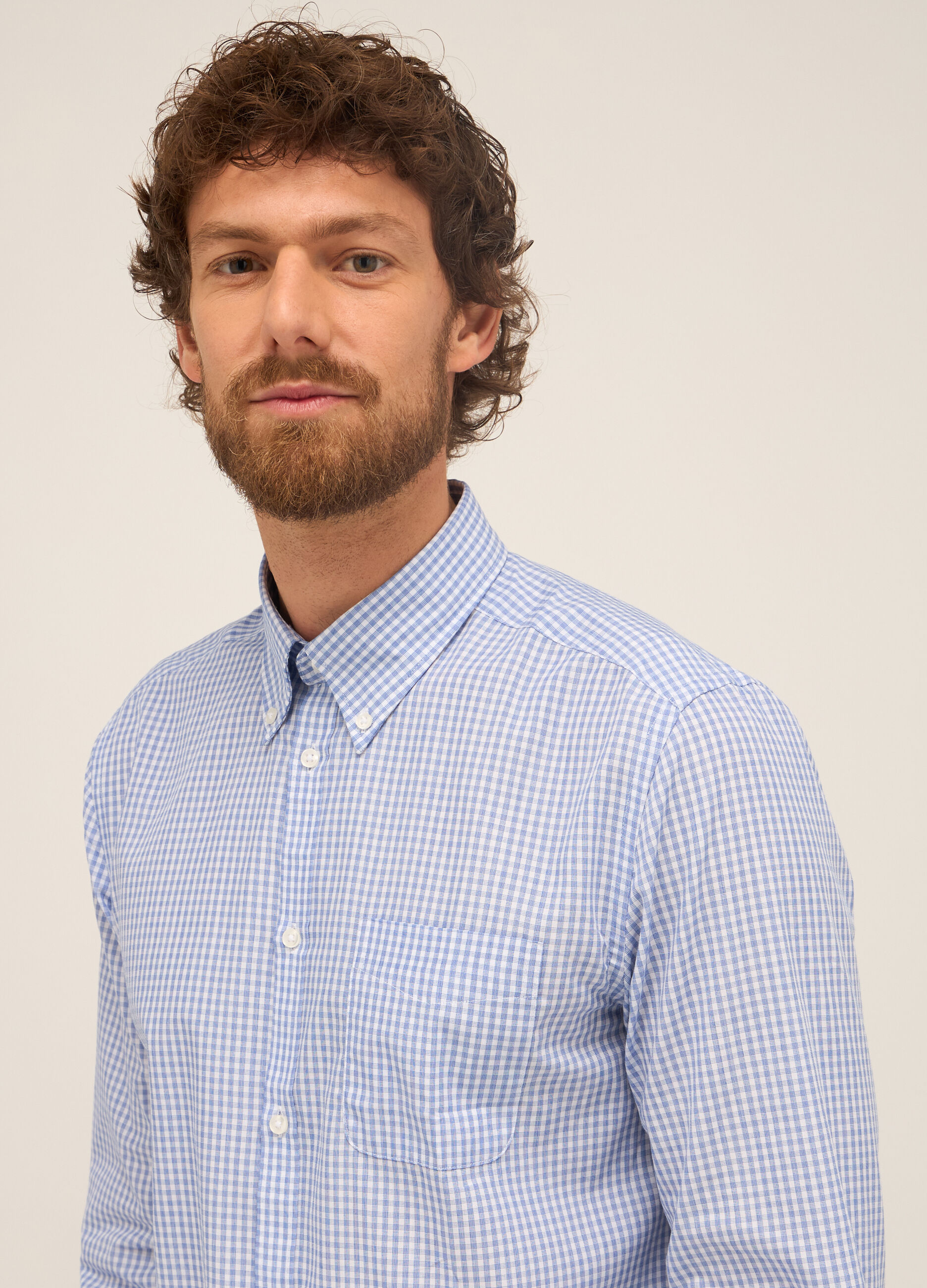 Camicia regular fit button-down in misto cotone uomo_2