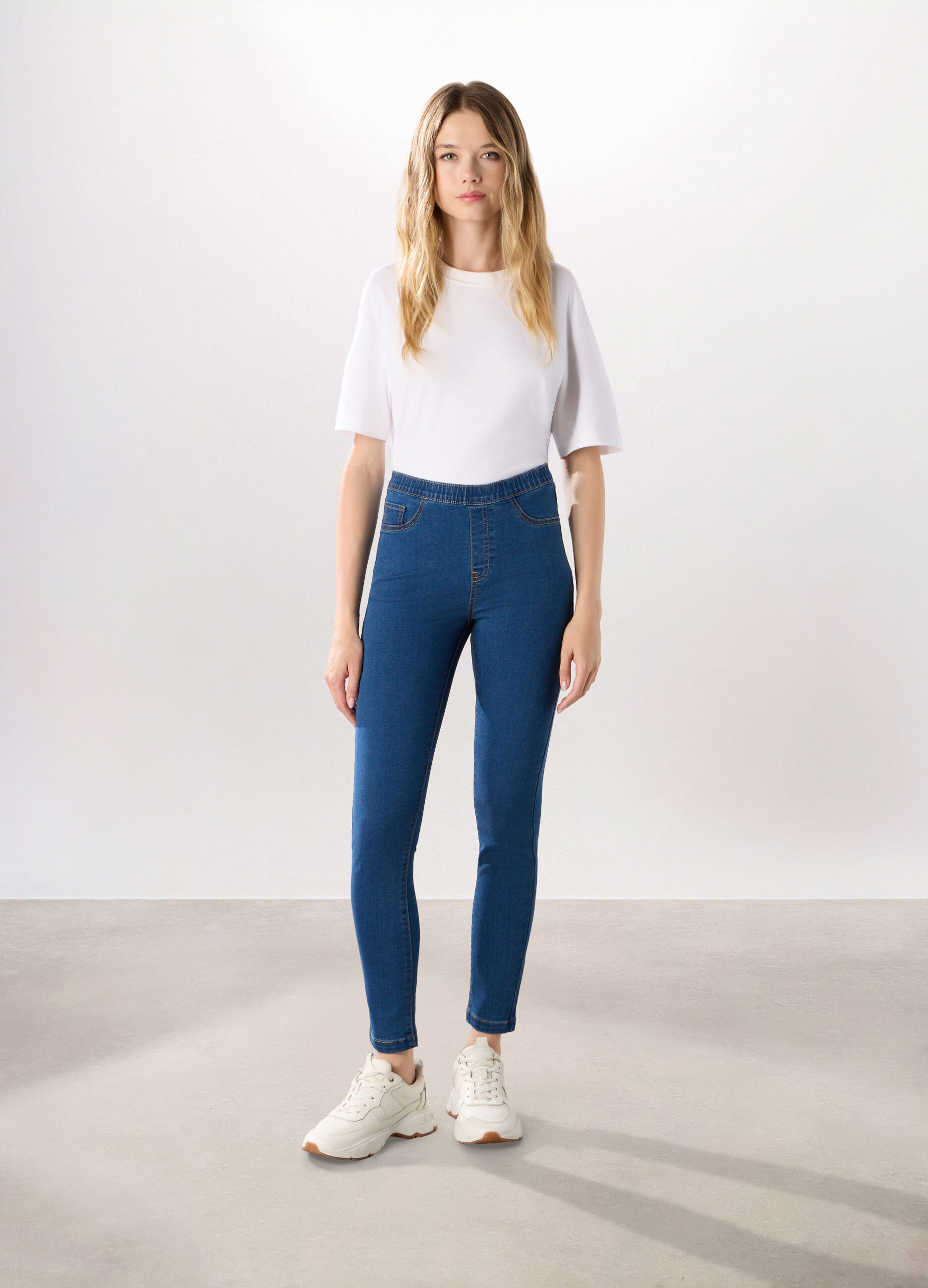 Jeggings in denim misto cotone donna_0