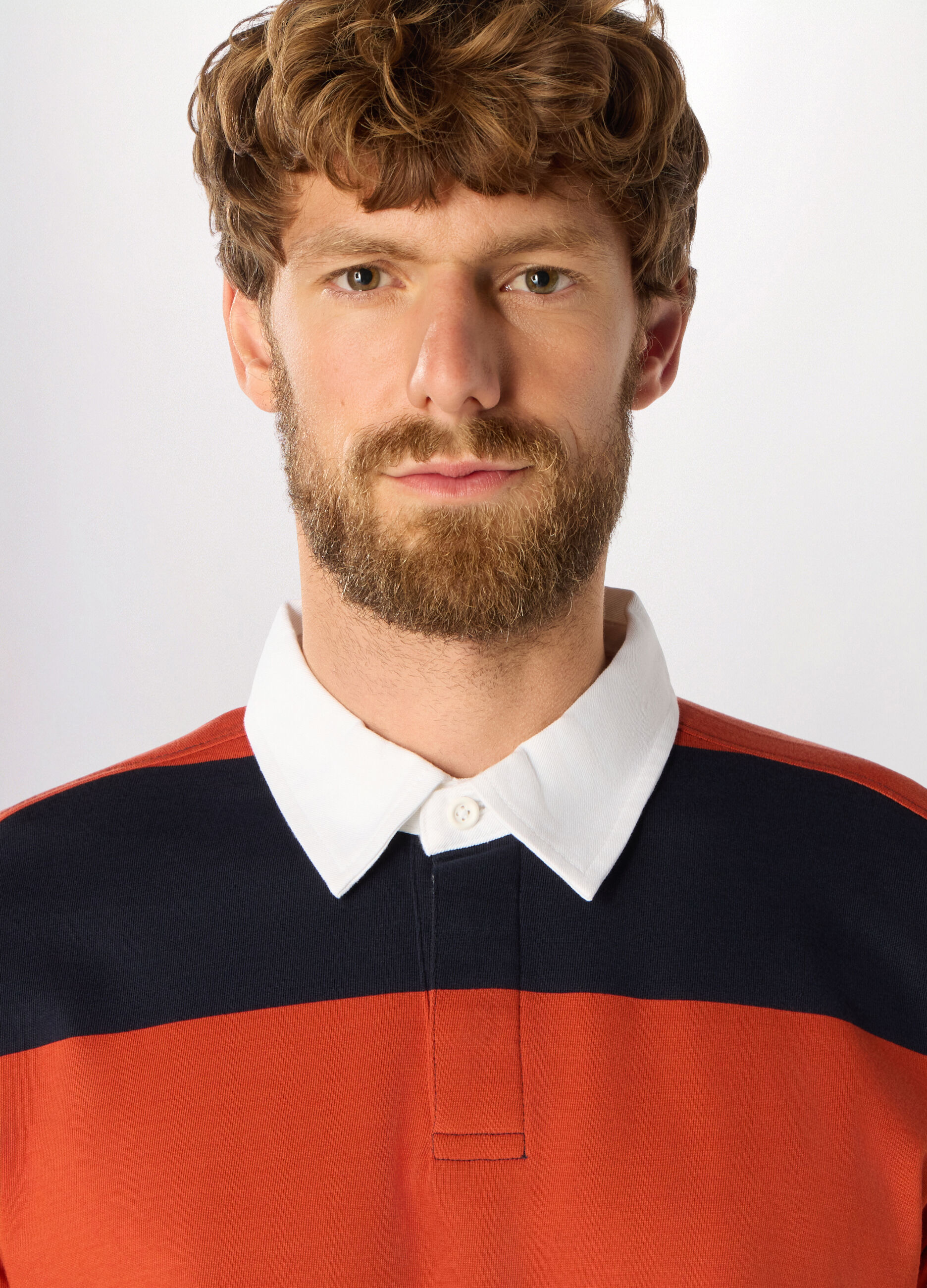 Polo a maniche lunghe in cotone a righe uomo_2