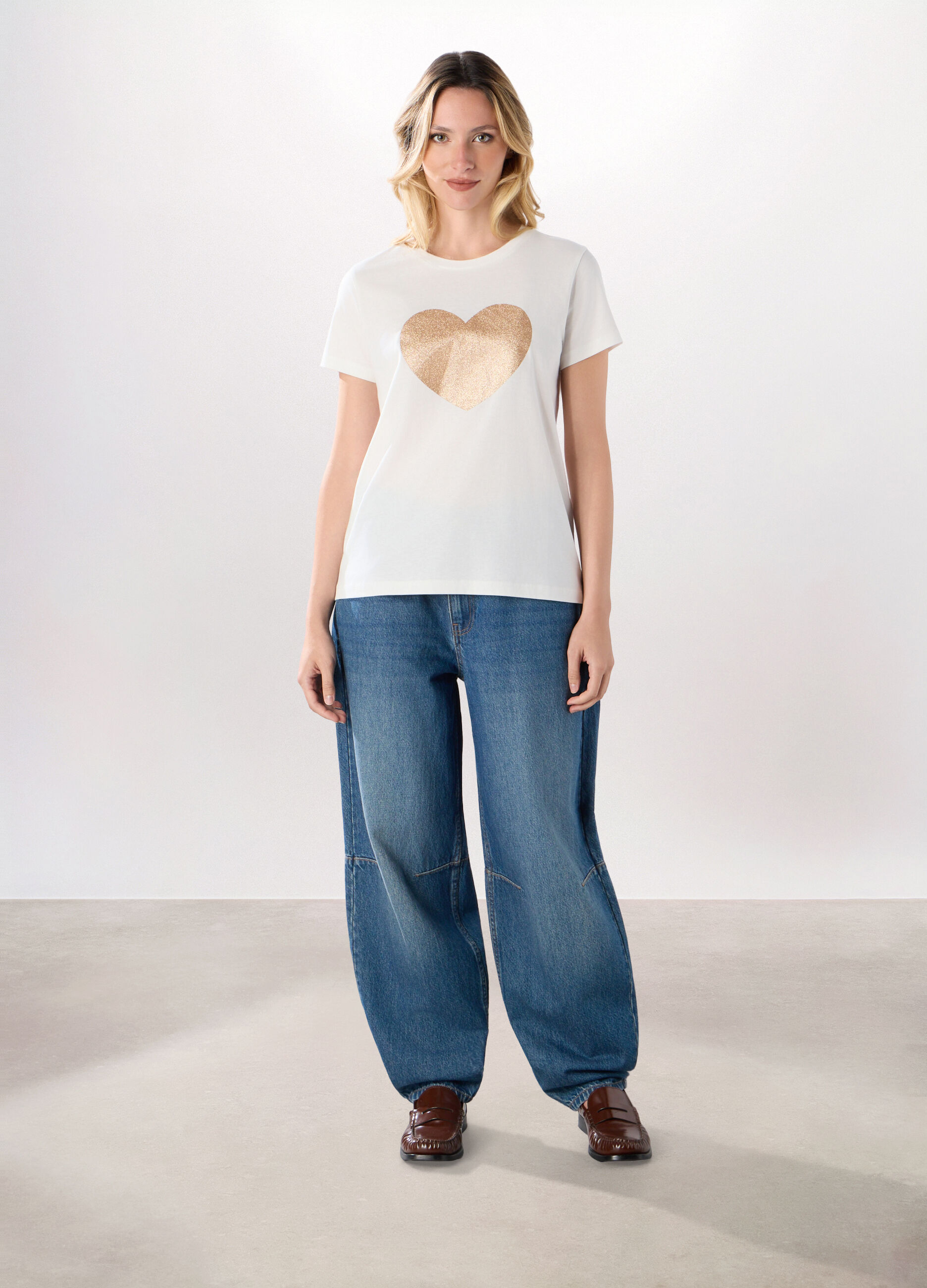 Pantaloni in denim di puro cotone donna_0