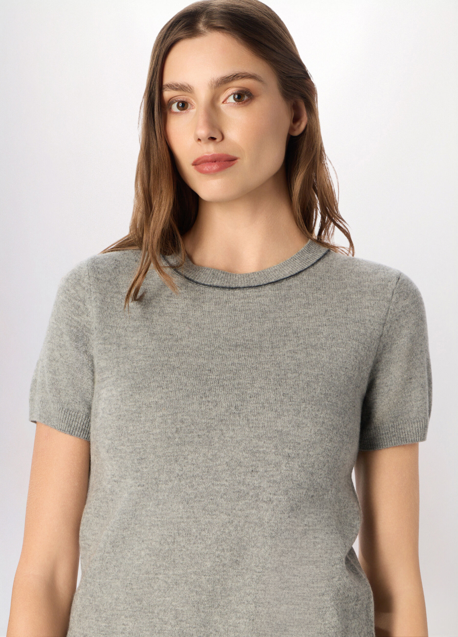 Tricot a maniche corte in pura lana donna_2