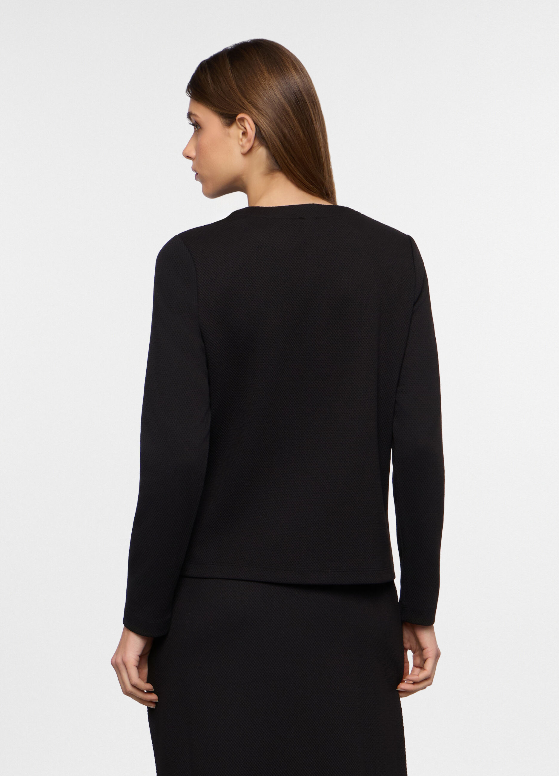 Giacca in maglia stretch donna_1