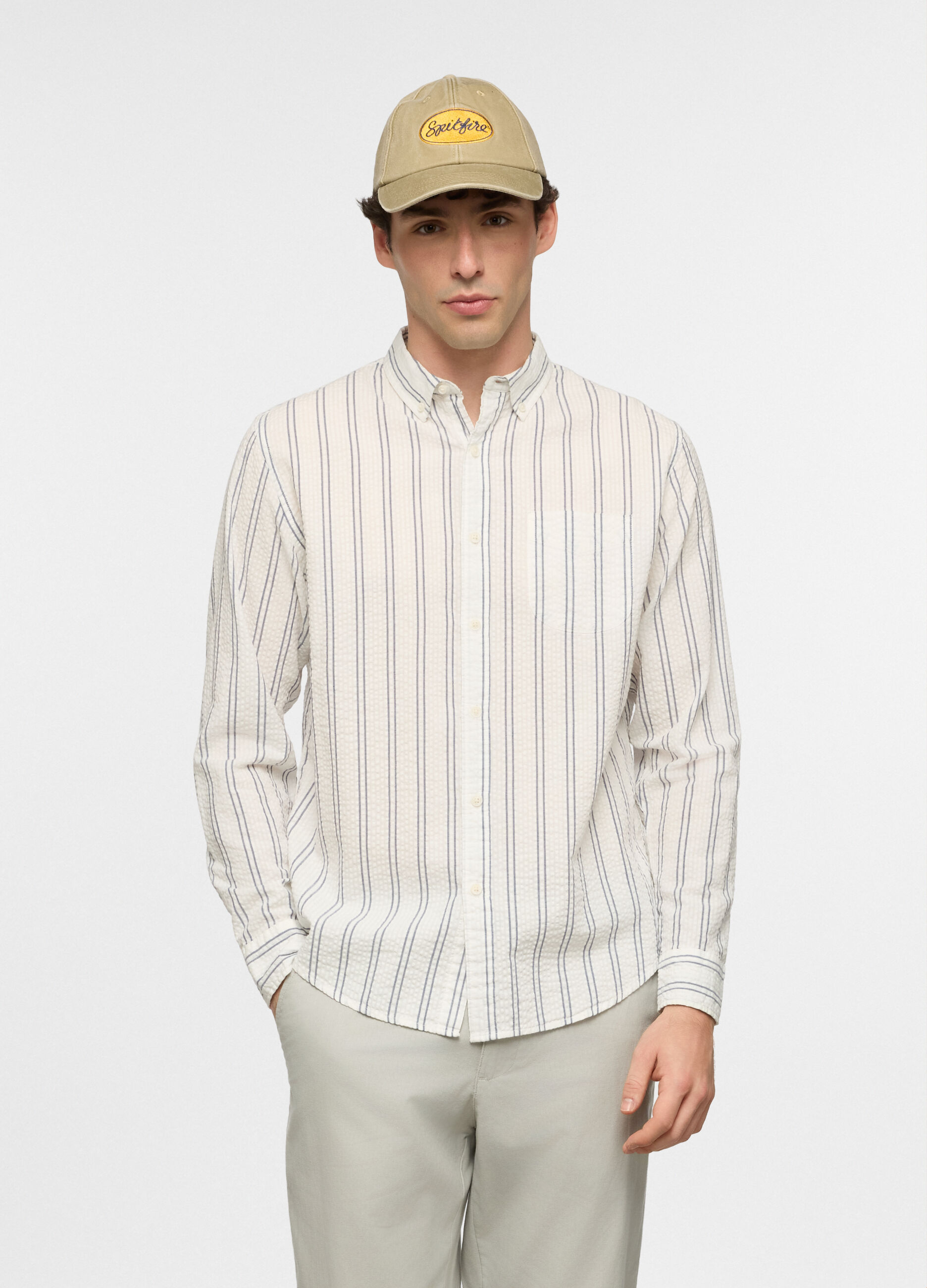 Camicia regular fit a righe in cotone uomo_0