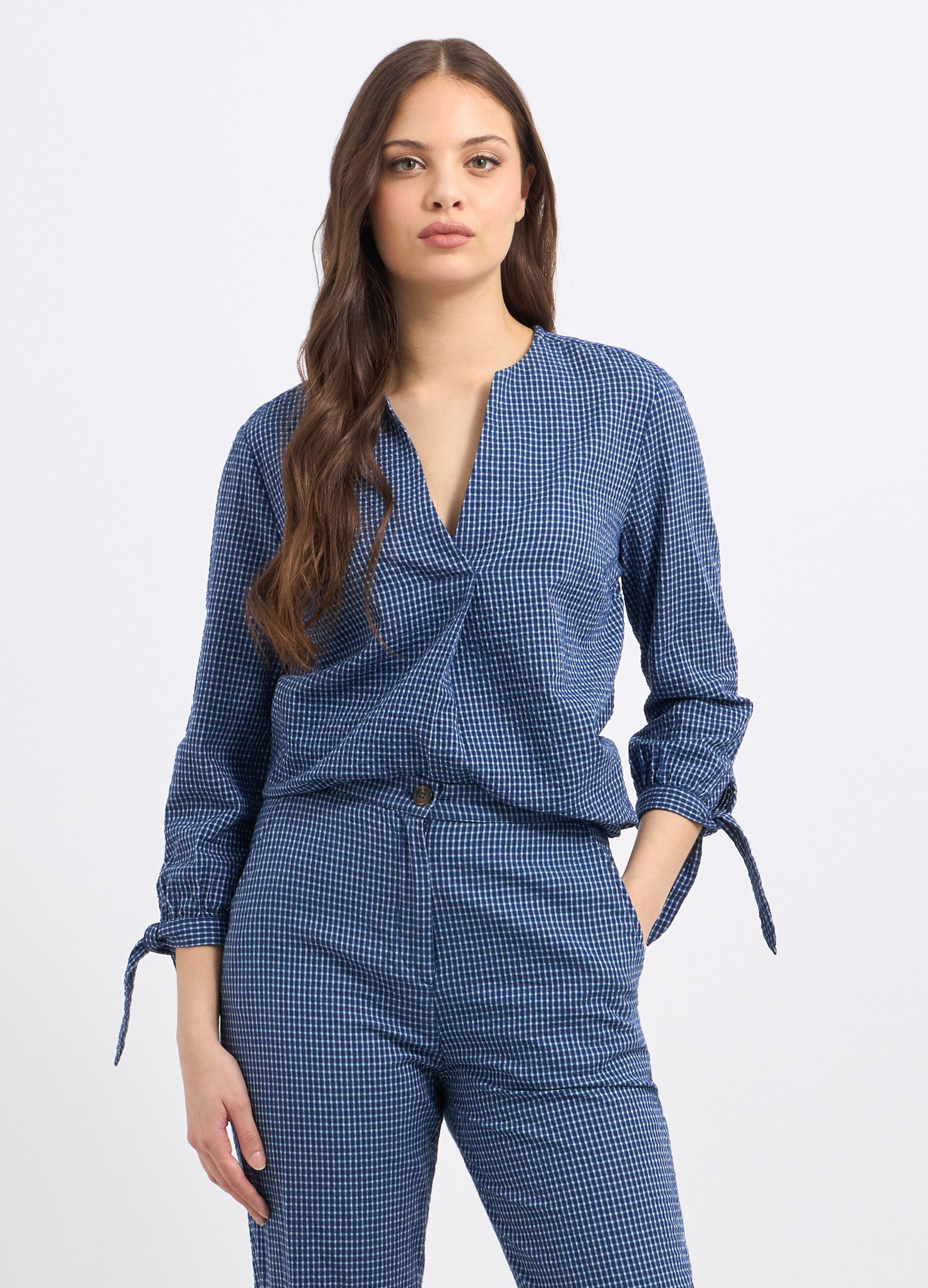 Blusa in puro cotone seersucker donna_0