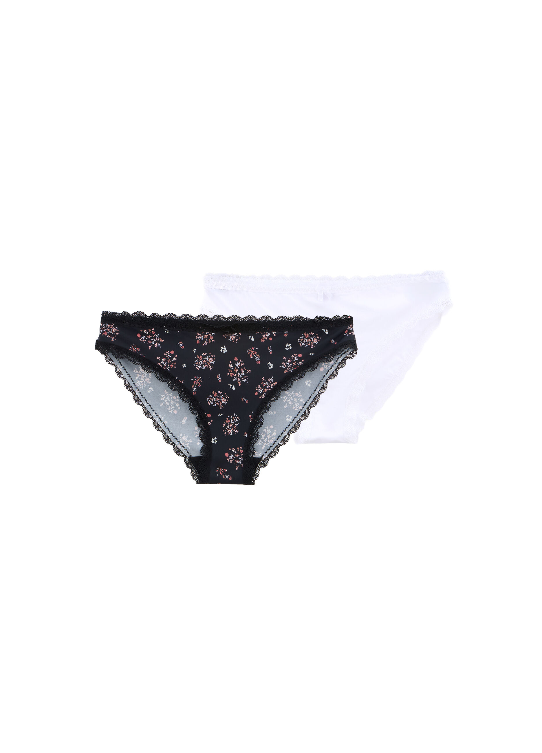 Pack 2 slip in microfibra con inserti in pizzo donna