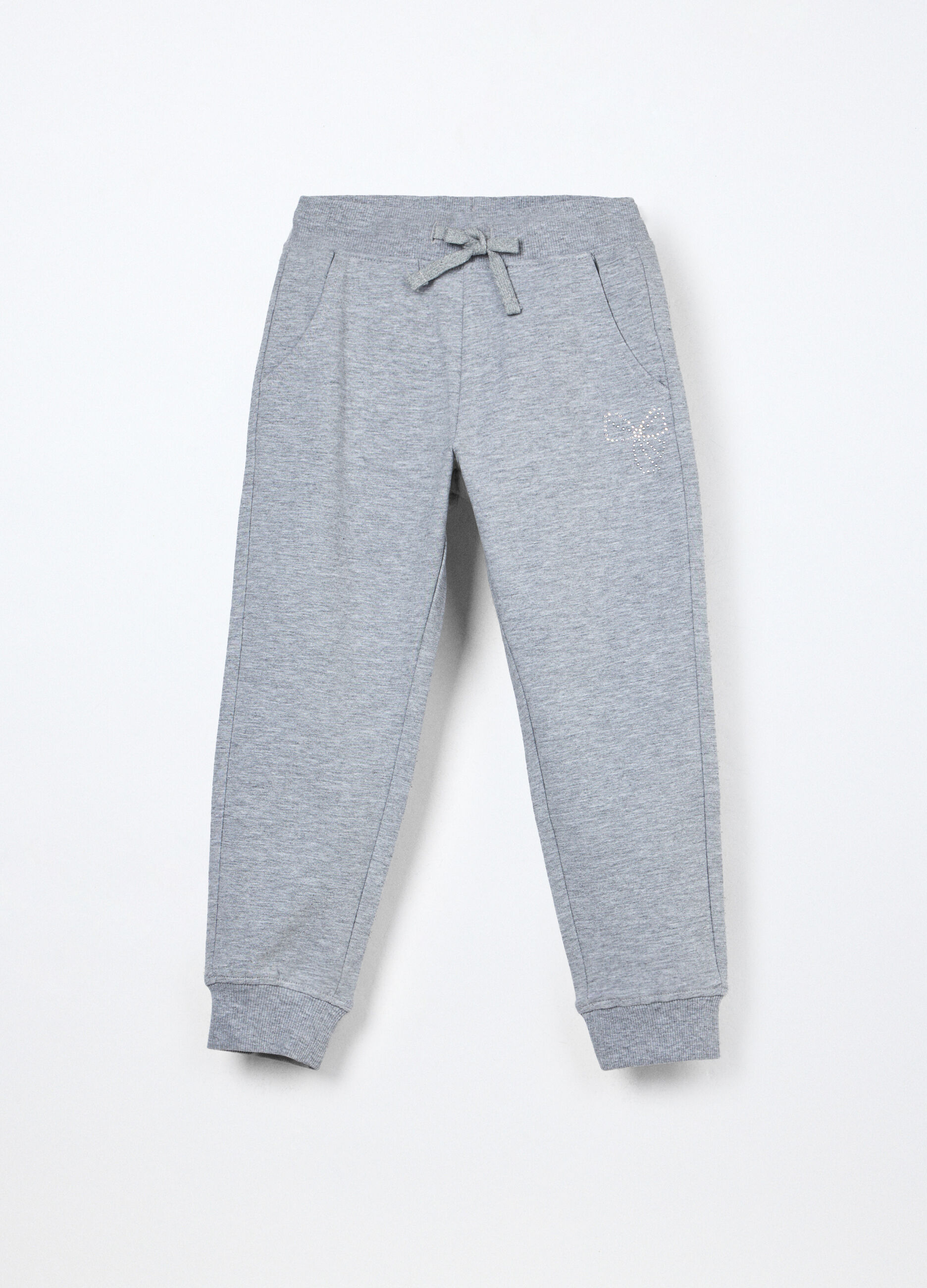 Jogger in french terry di cotone stretch bambina_0