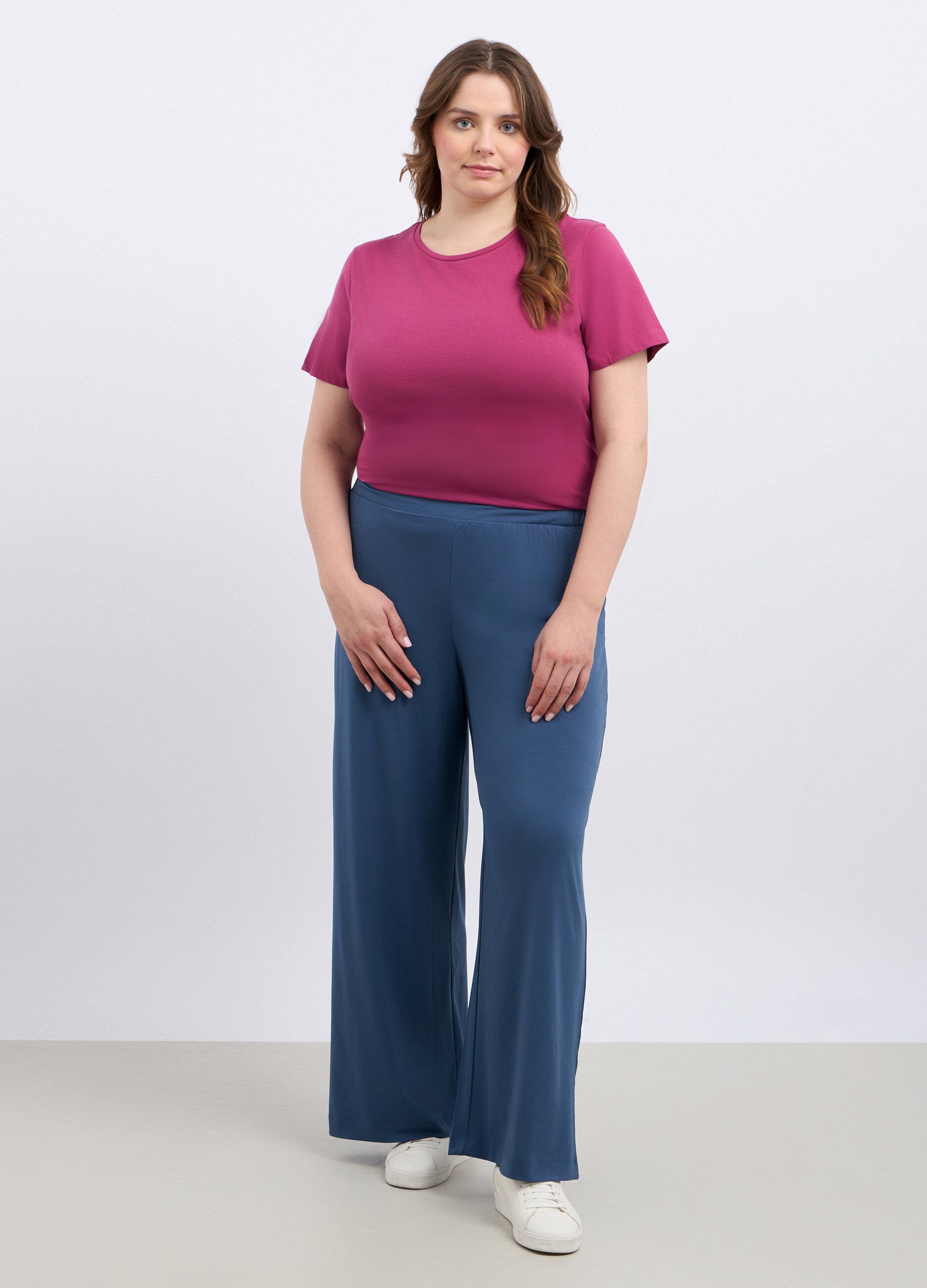 Pantaloni in jersey wide leg donna curvy_0