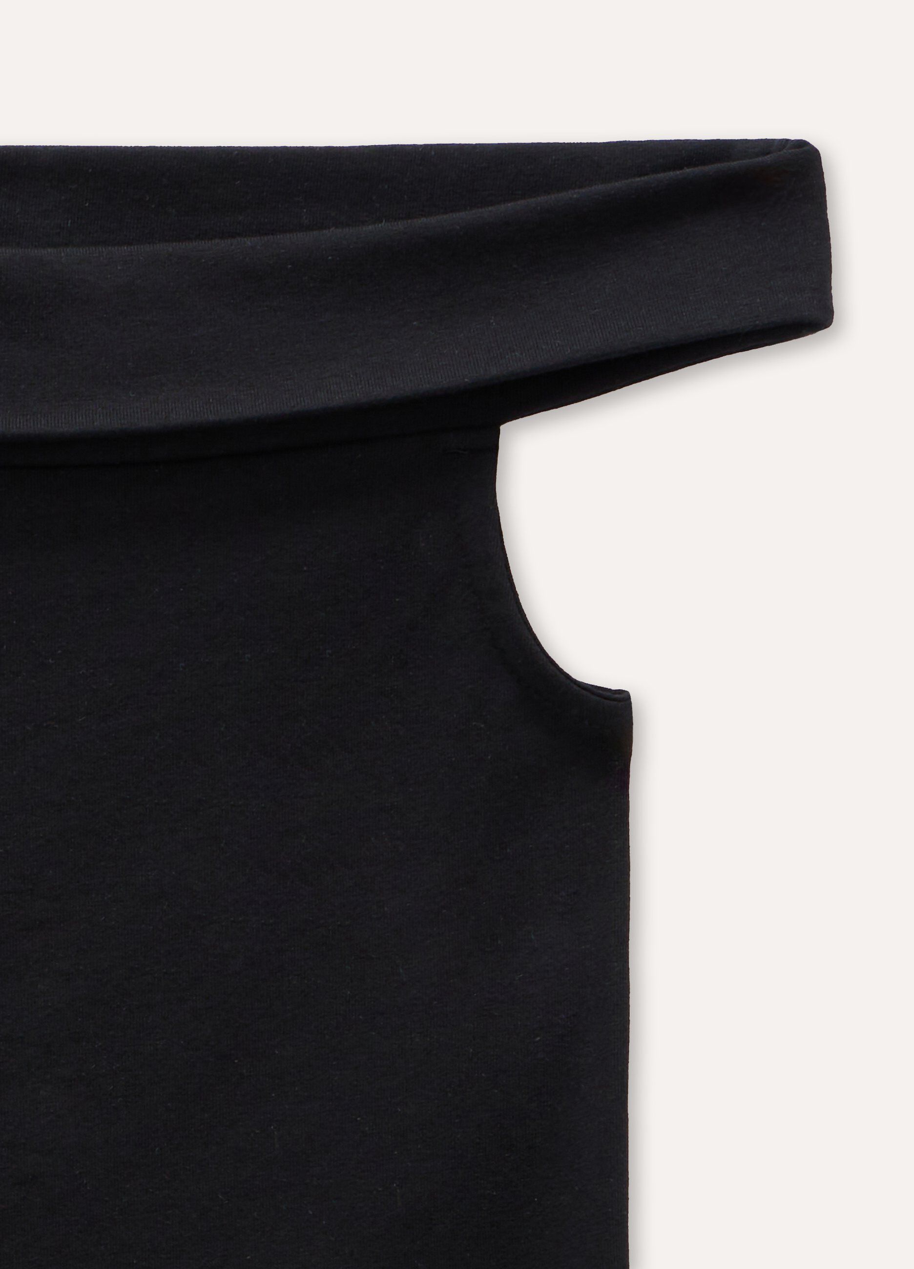 Top con scollo a barca in cotone stretch ragazza_1