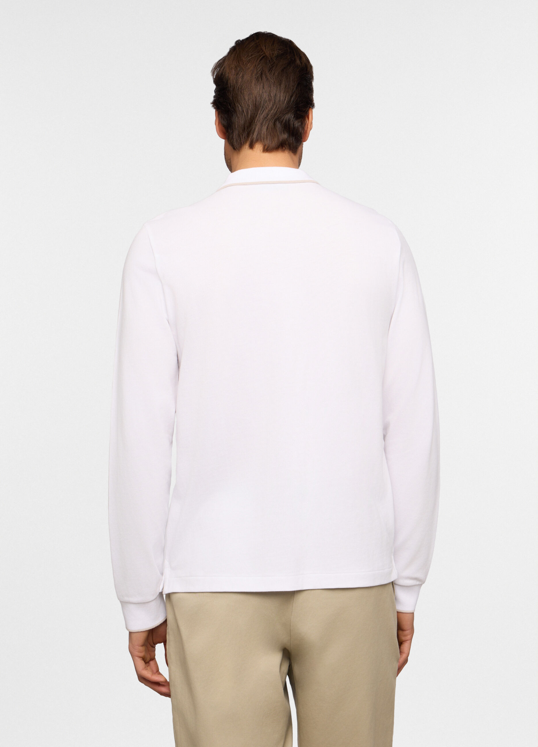 Polo a maniche lunghe in piquet di cotone uomo_1