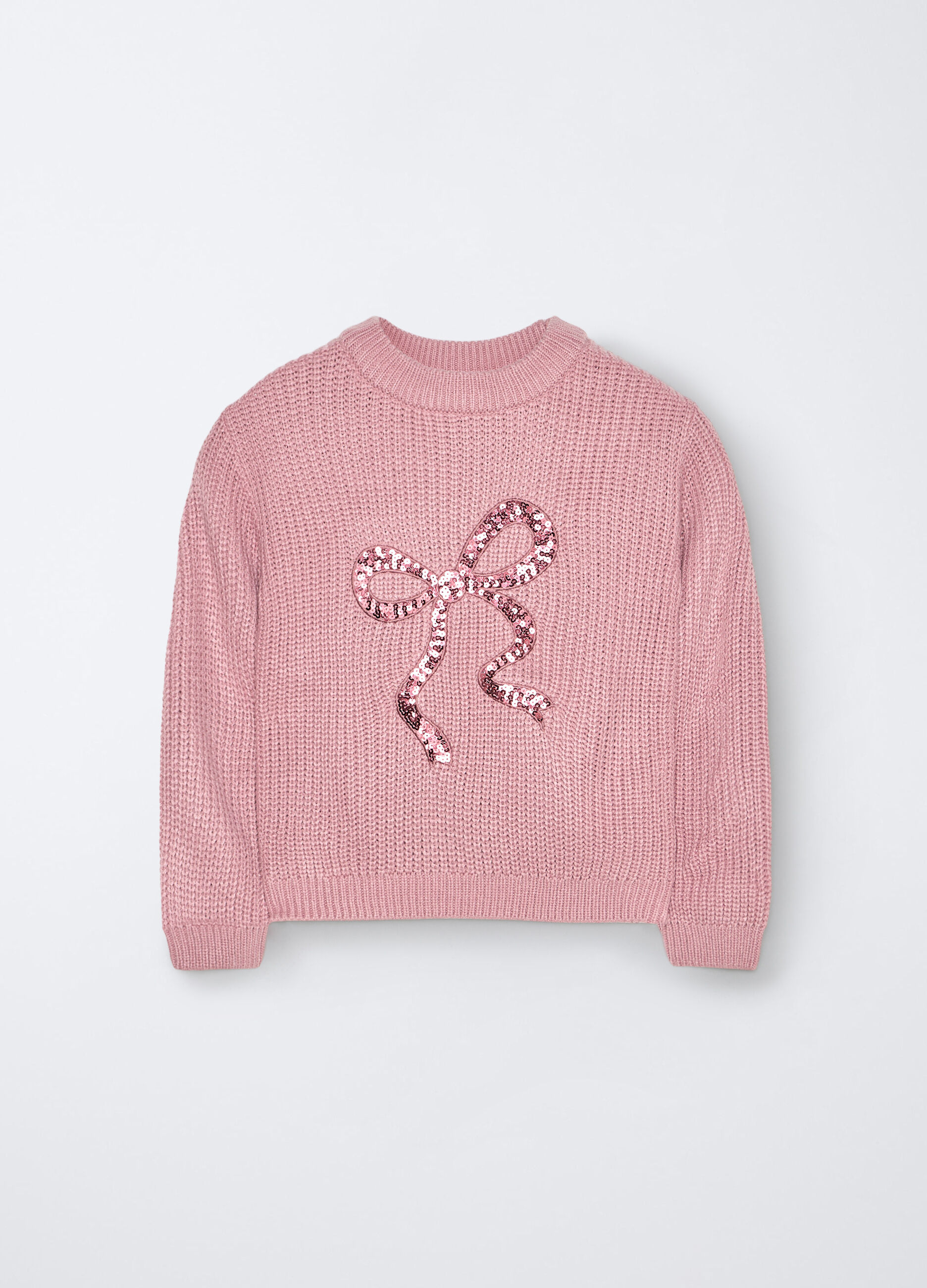 Maglia girocollo con paillettes bambina_0